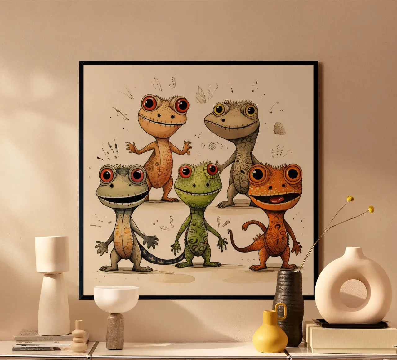 La banda delle lucertole retrò carta hahnemühle da Funny Animals