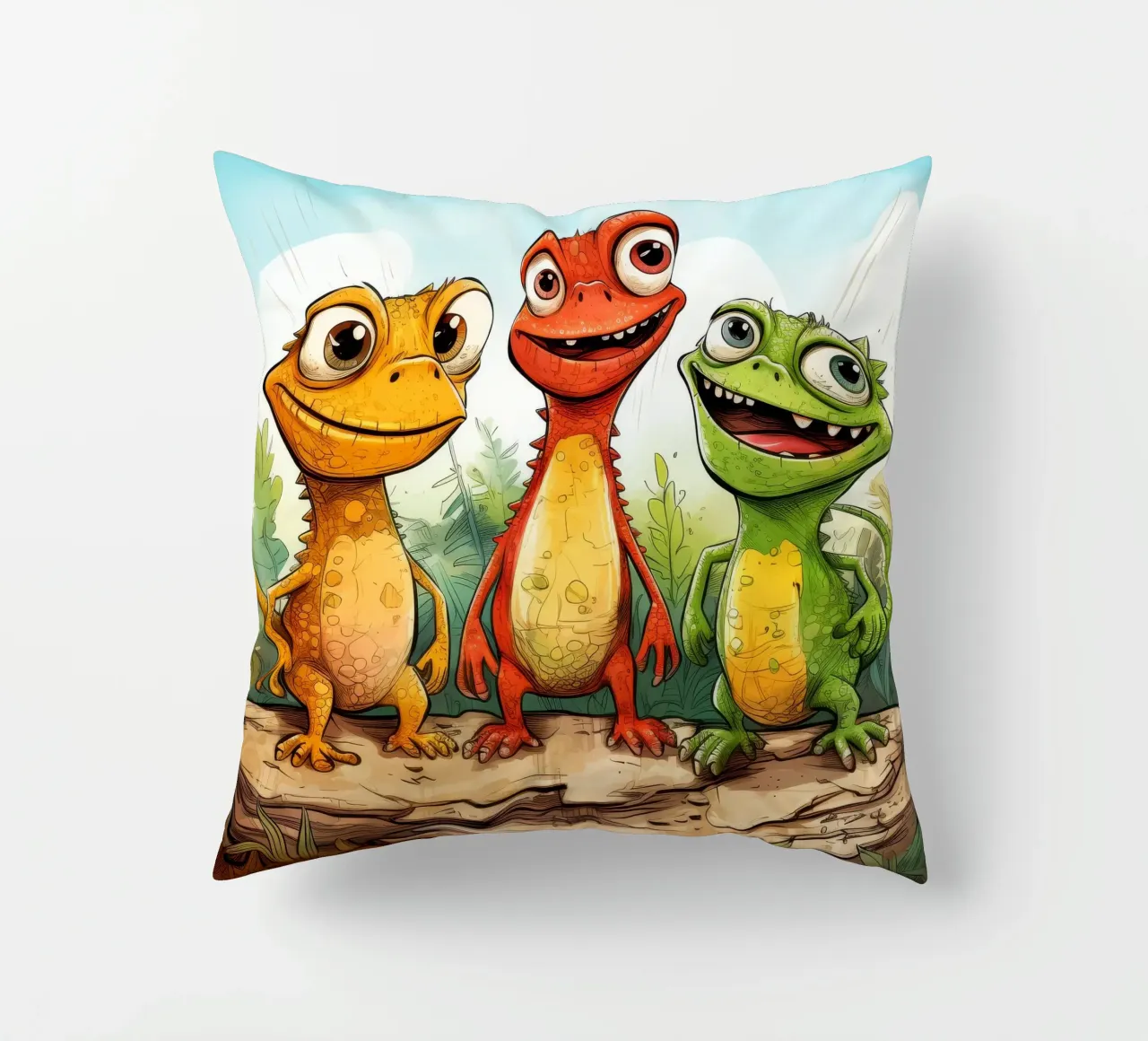 Retro Lizard Gang decorative cushion by Funny Animals