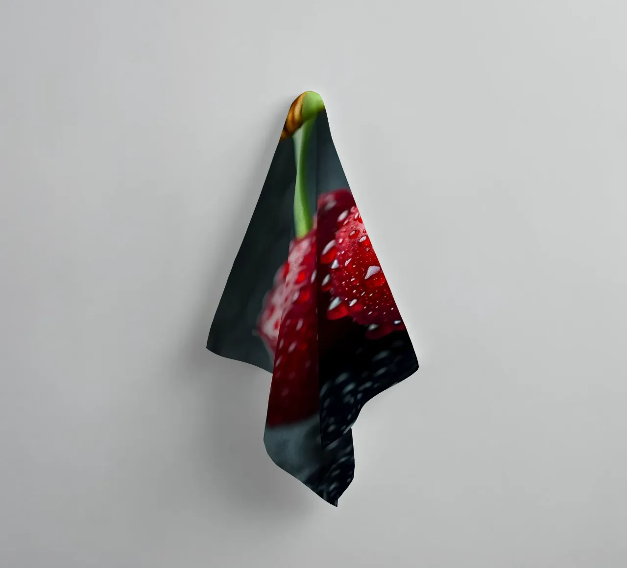 Cherries with dewdrops towel by M-Ulrich-Digital Art