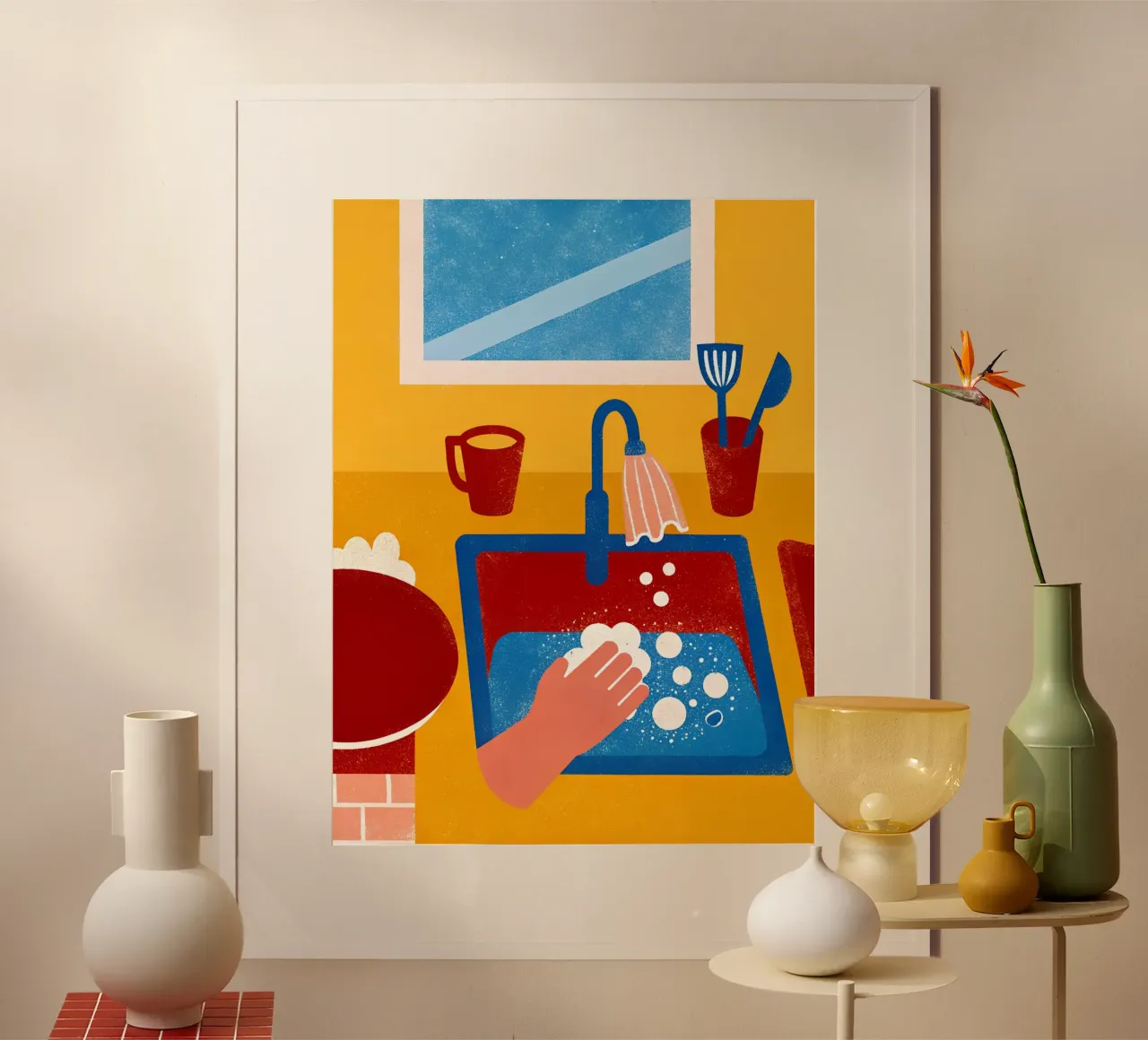 Lavare i piatti poster con telaio in plastica da THE LATEST SHOP