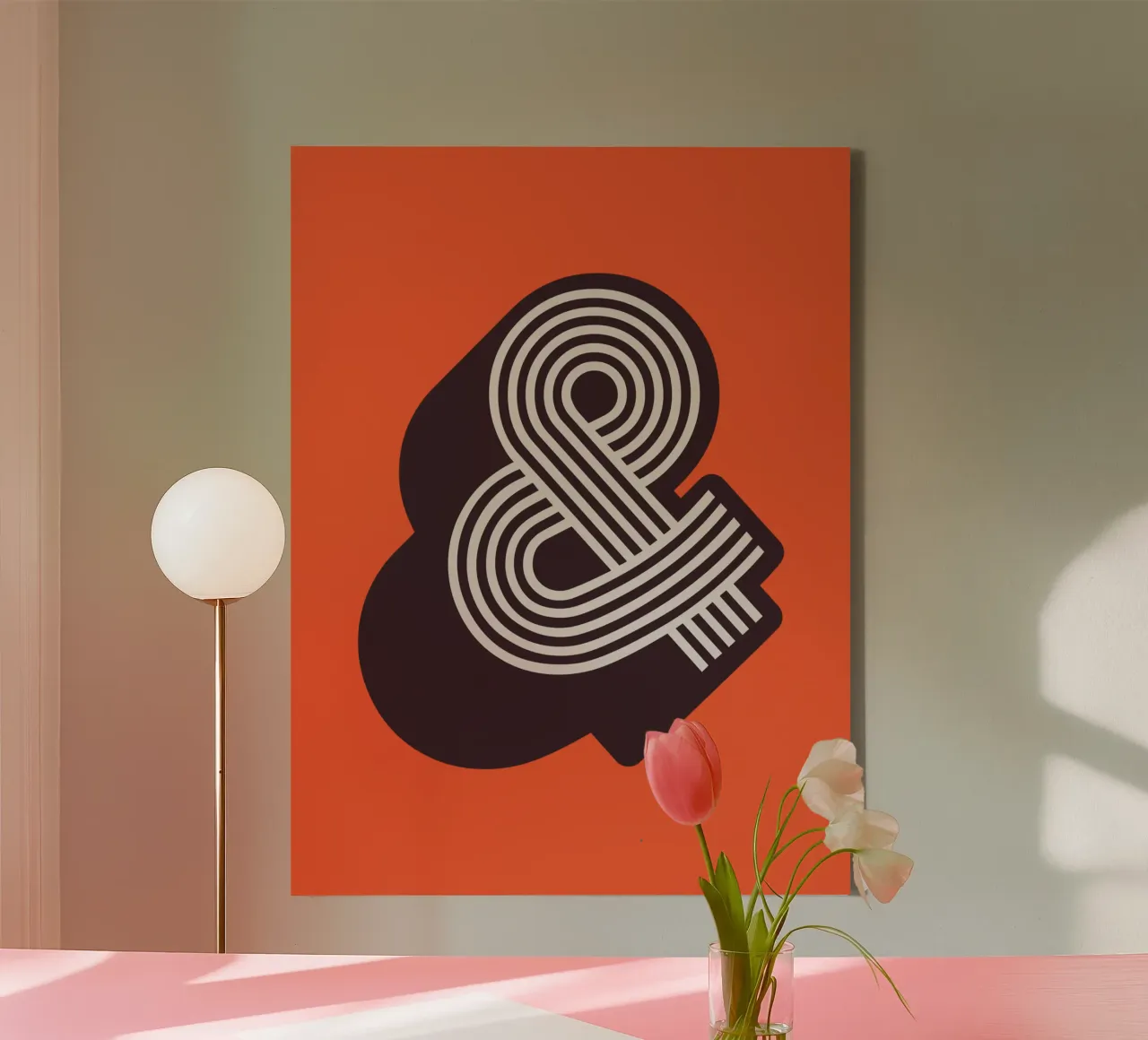 Ampersand Retro 3D en Symbool Typografie & Kunst Print canvas met Baklijst van THE MOTIVATED TYPE