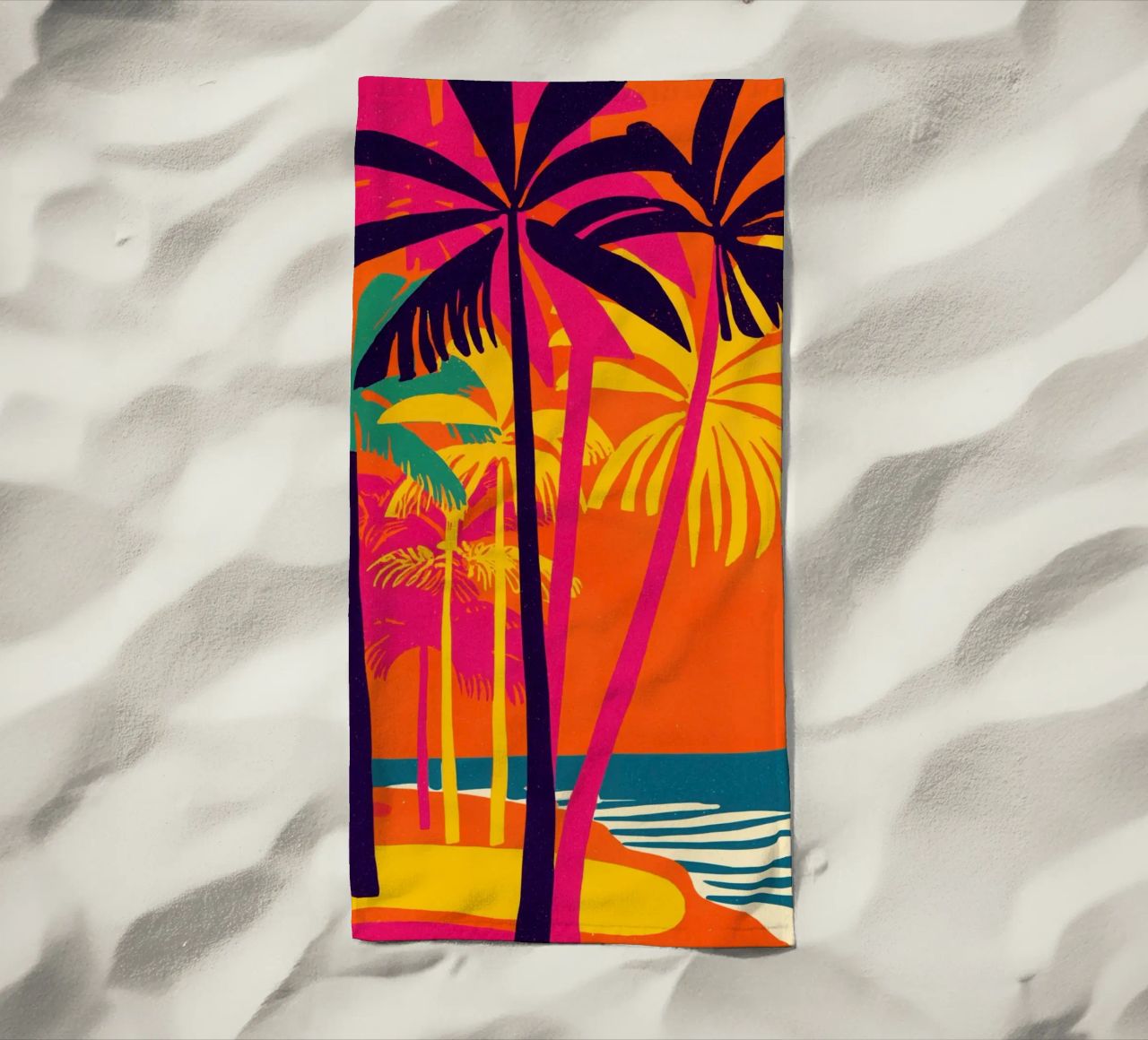 Atmosfera da spiaggia caraibica nel design di Memphis telo mare da Autofocus