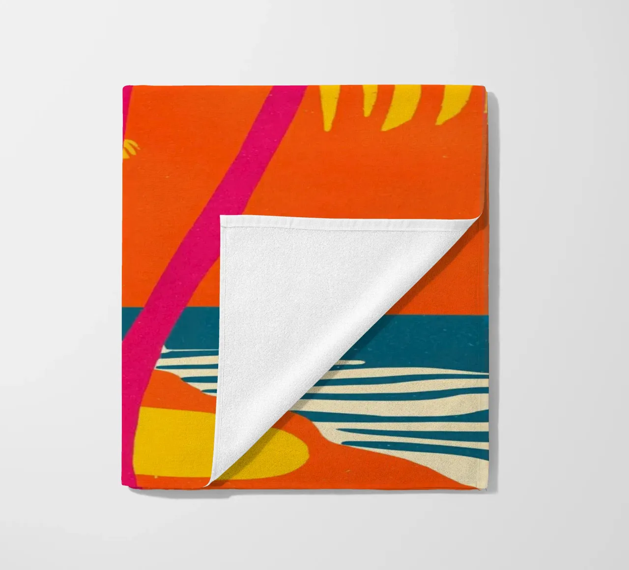 Caribbean beach atmosphere in Memphis design beach towel by Autofocus