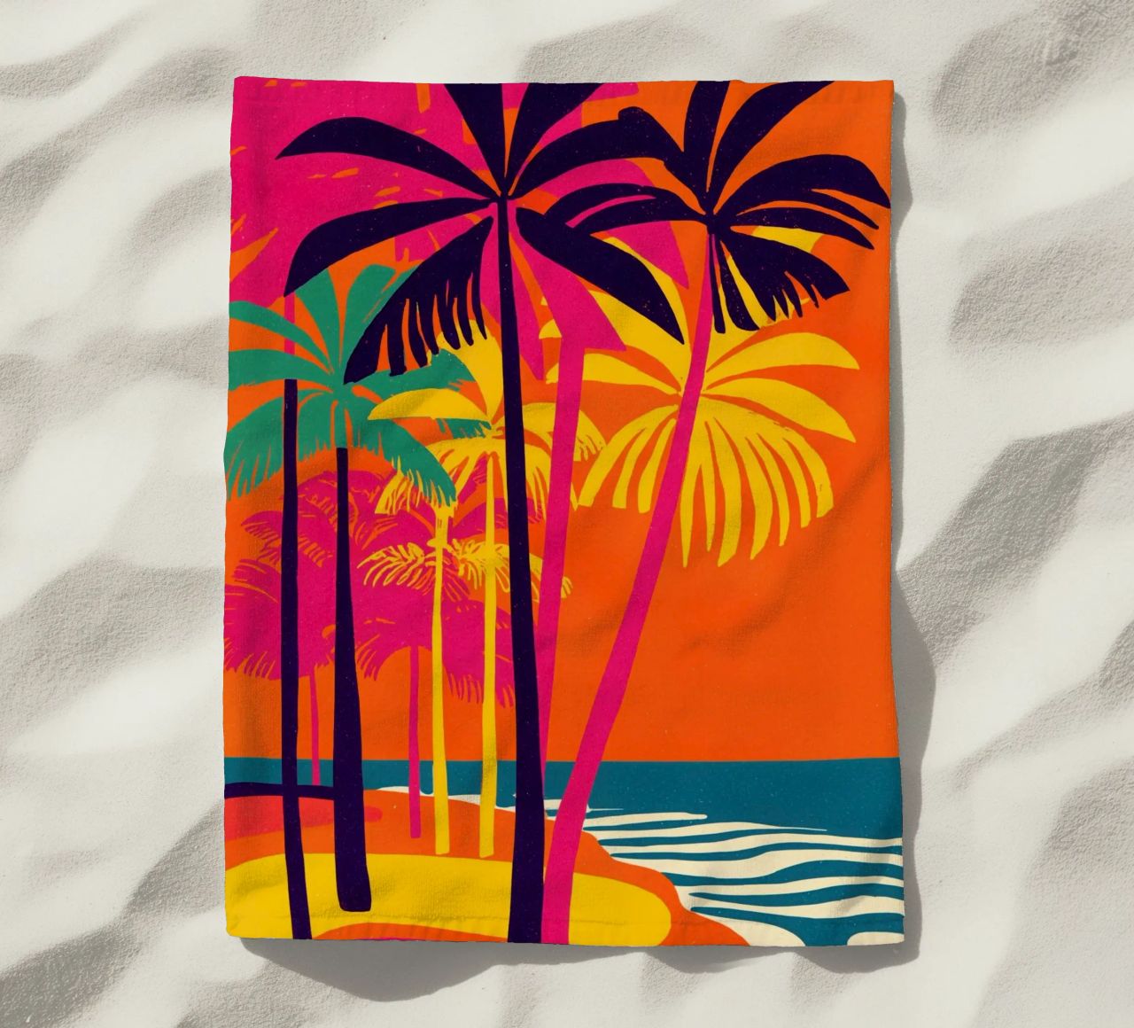 Atmosfera da spiaggia caraibica nel design di Memphis telo mare da Autofocus