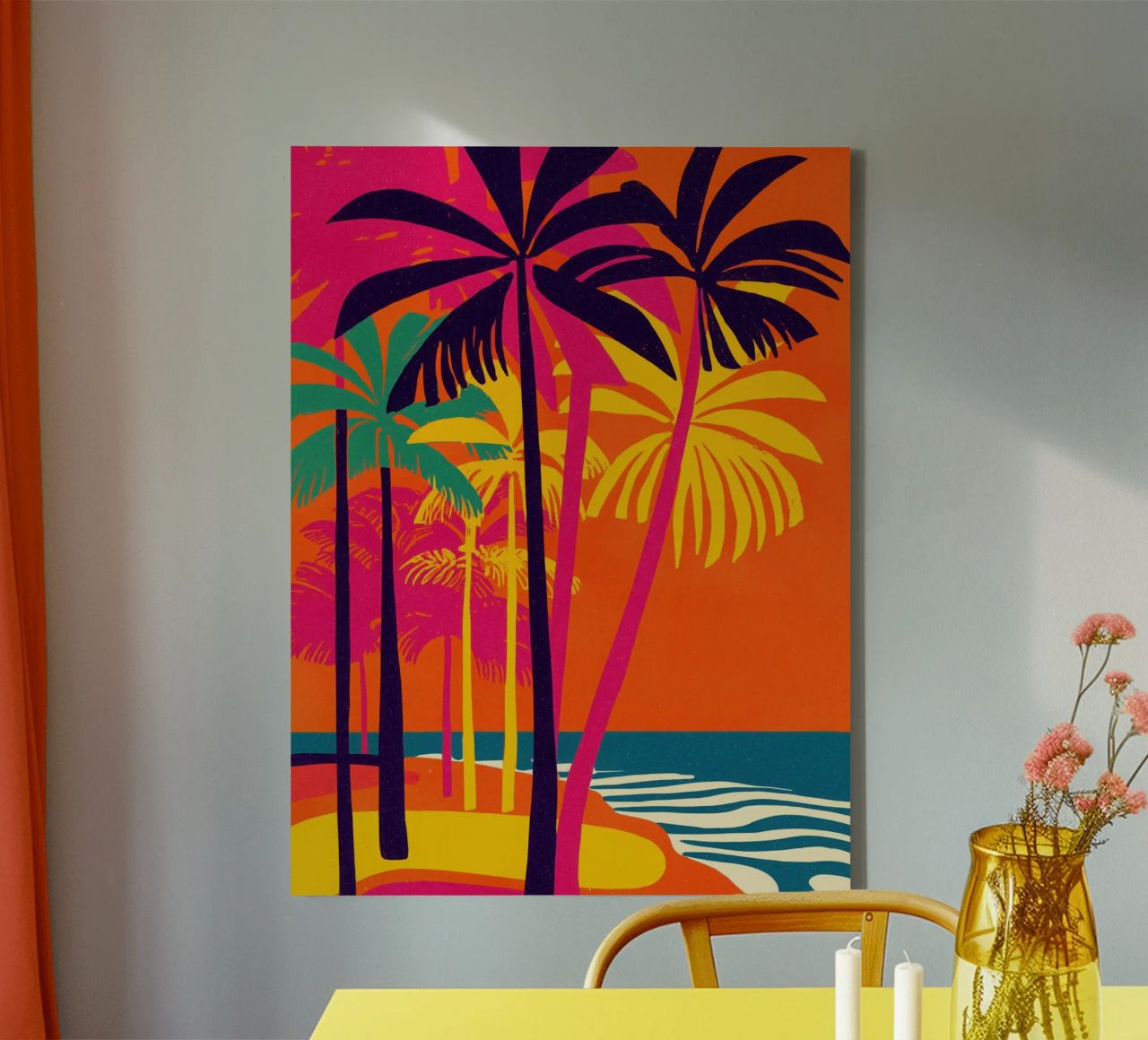 Karibische Strand-Stimmung im Memphis Design Leinwand von Autofocus