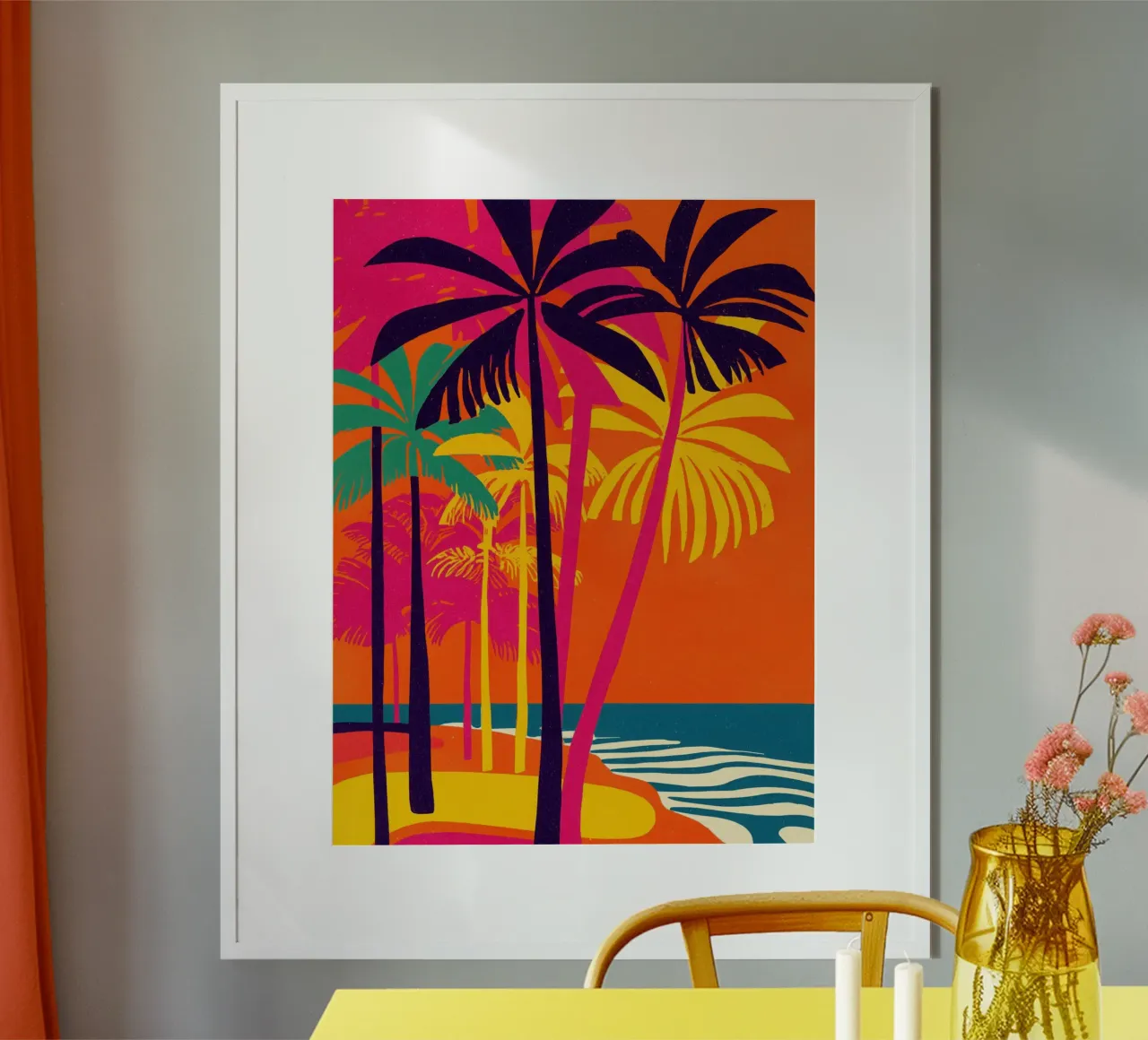 Caribische strandsfeer in Memphis-ontwerp poster van Autofocus