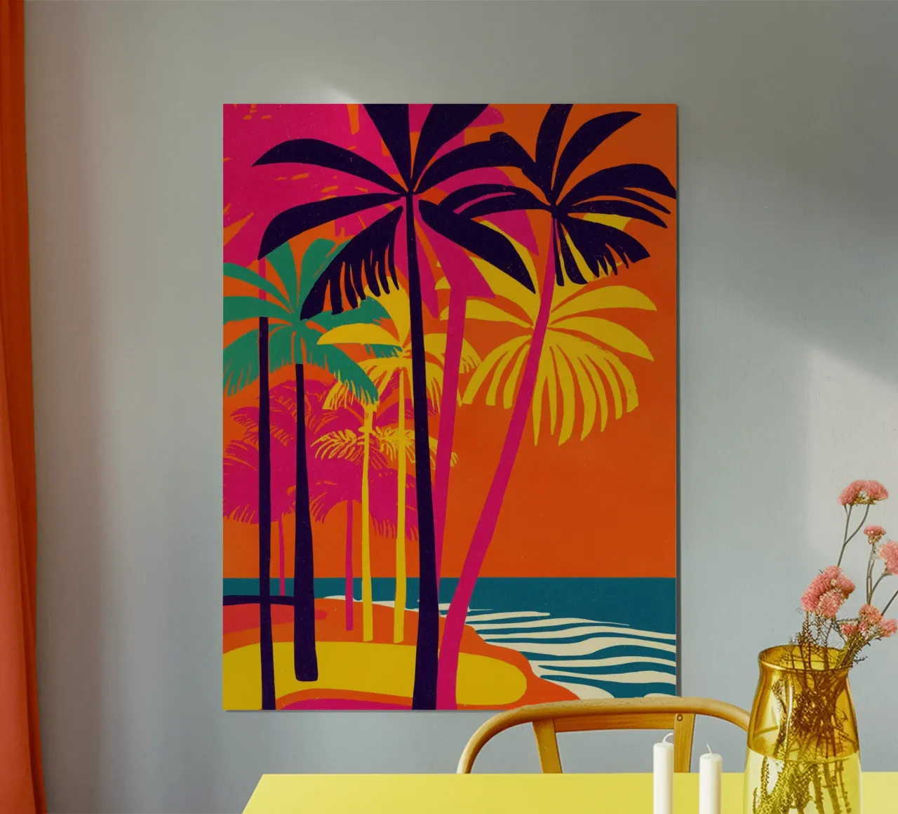 Caribische strandsfeer in Memphis-ontwerp poster van Autofocus