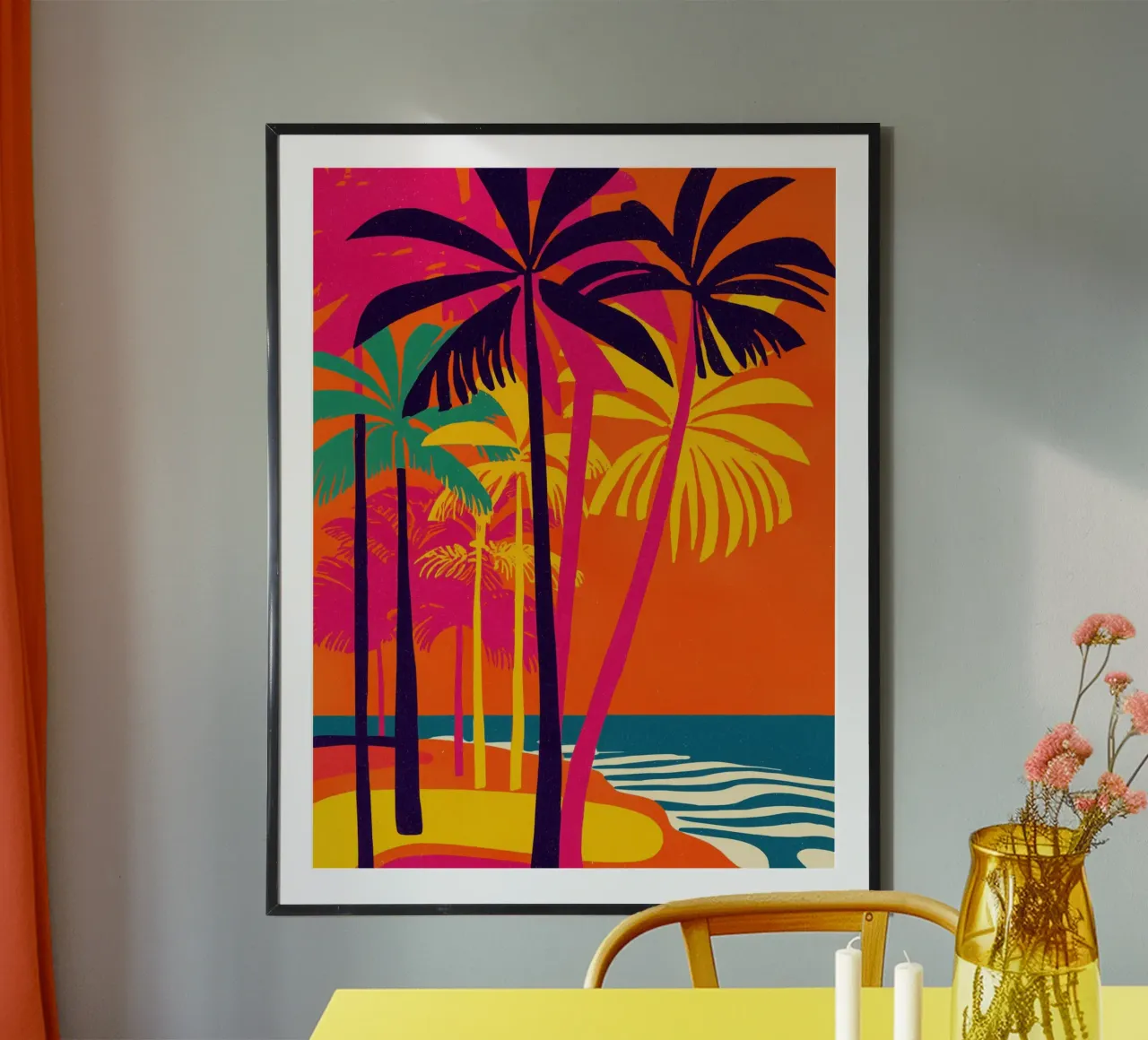 Caribische strandsfeer in Memphis-ontwerp poster van Autofocus