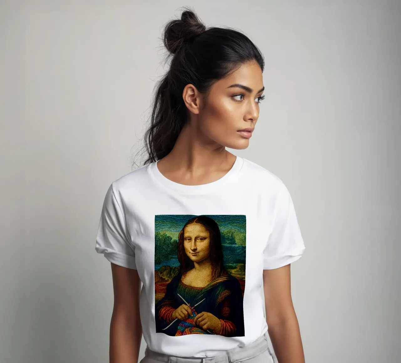 Ritratto di Monna Lisa a maglia t-shirt da ARTOMATIC
