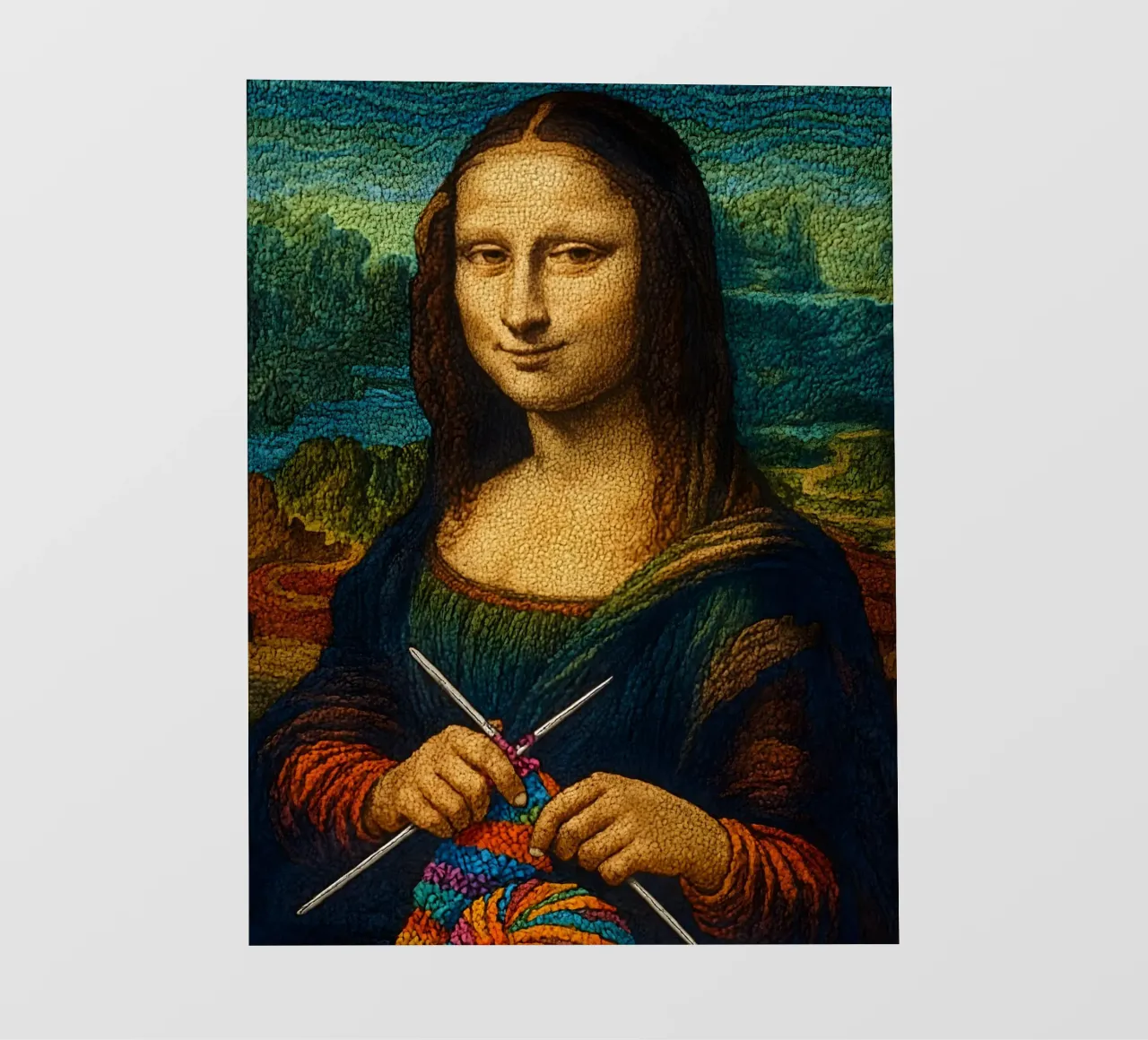 Ritratto di Monna Lisa a maglia telo in pvc da ARTOMATIC
