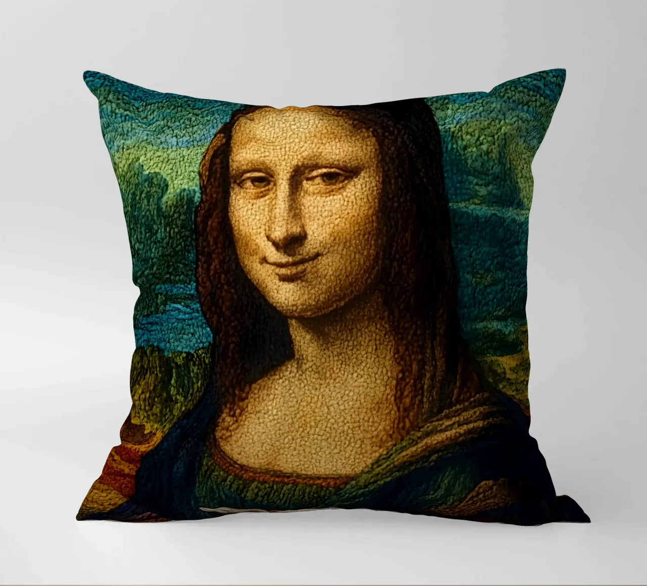 Ritratto di Monna Lisa a maglia cuscino da ARTOMATIC