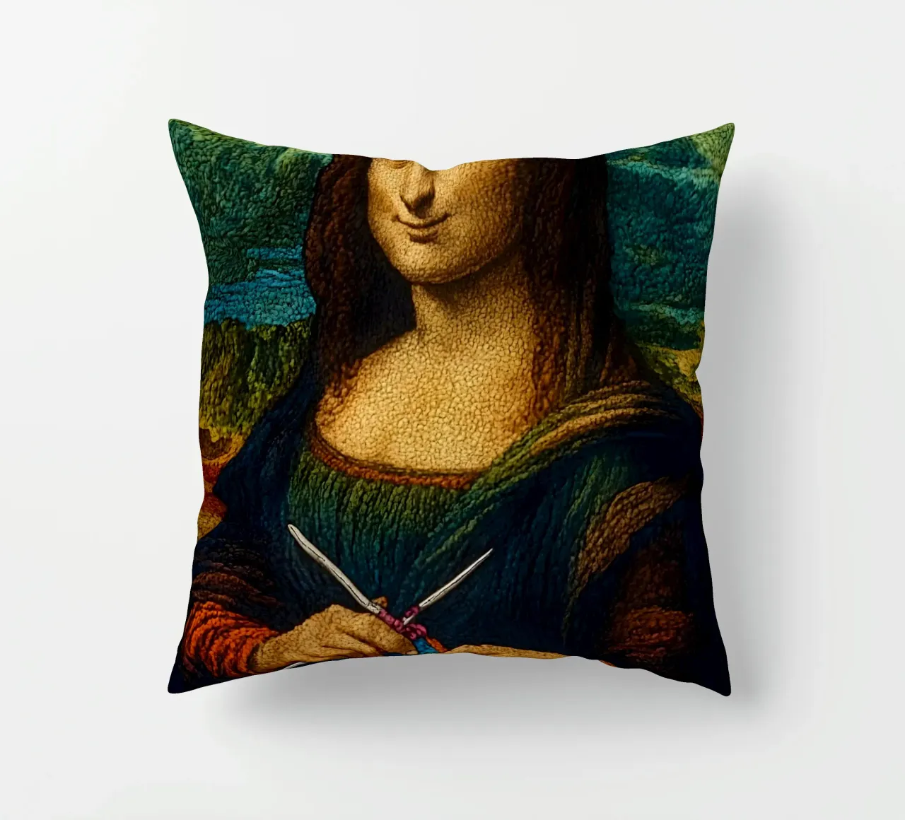 Ritratto di Monna Lisa a maglia cuscino da ARTOMATIC