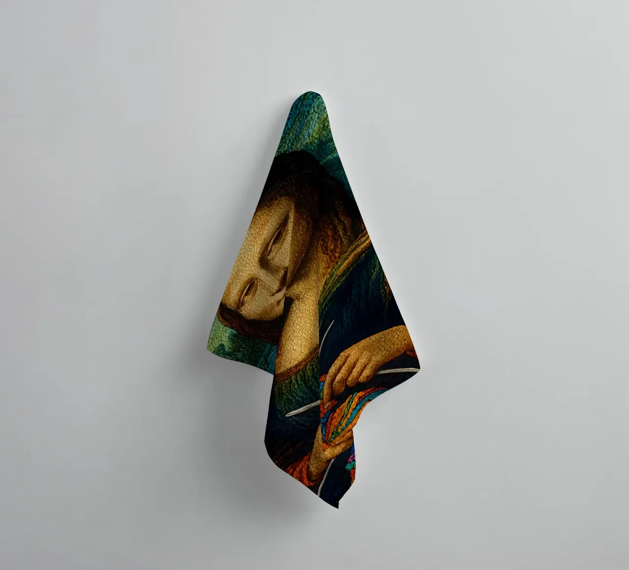 Ritratto di Monna Lisa a maglia asciugamano da bagno da ARTOMATIC