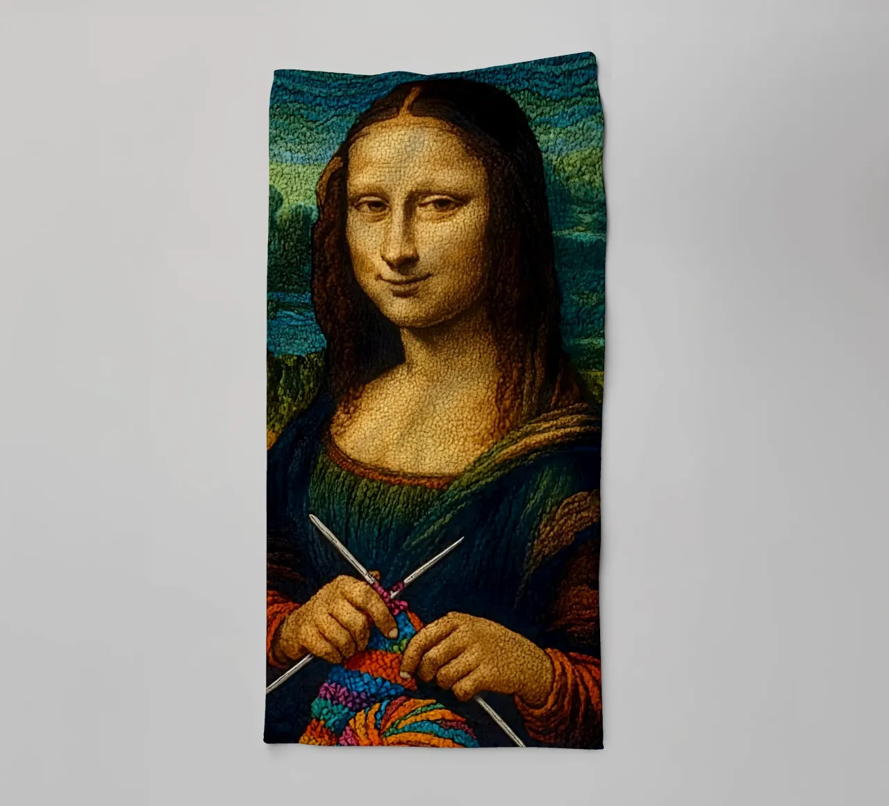 Ritratto di Monna Lisa a maglia asciugamano da bagno da ARTOMATIC