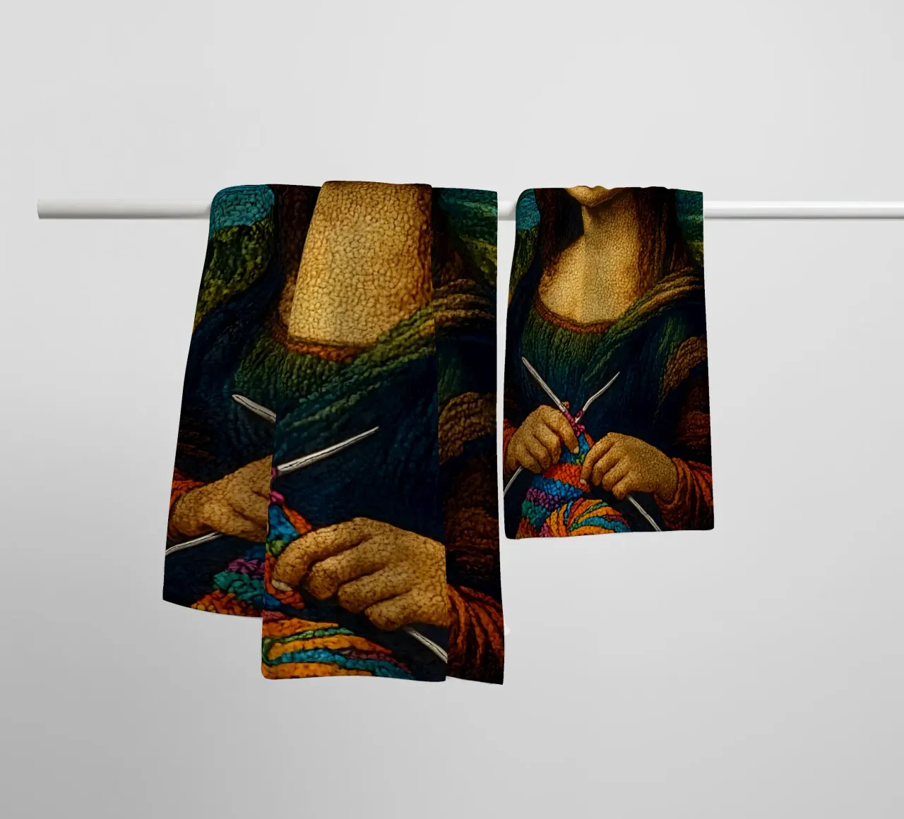 Ritratto di Monna Lisa a maglia asciugamano da bagno da ARTOMATIC
