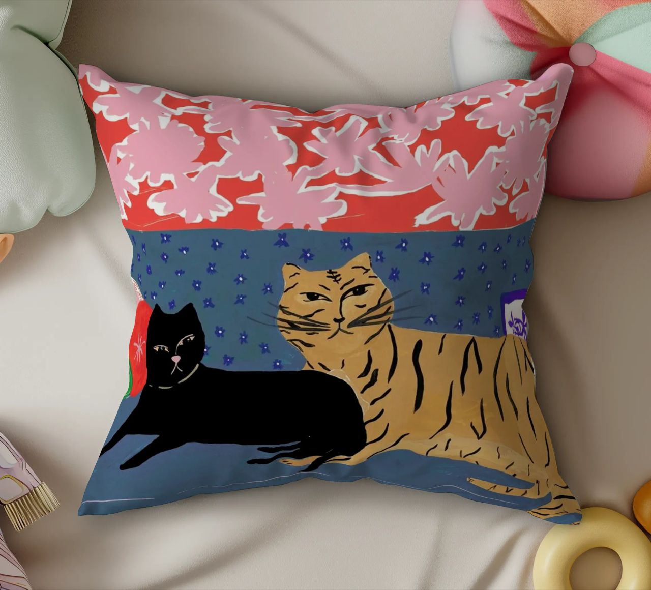 Cats Will Be Cats decorative cushion by Atelier Mave