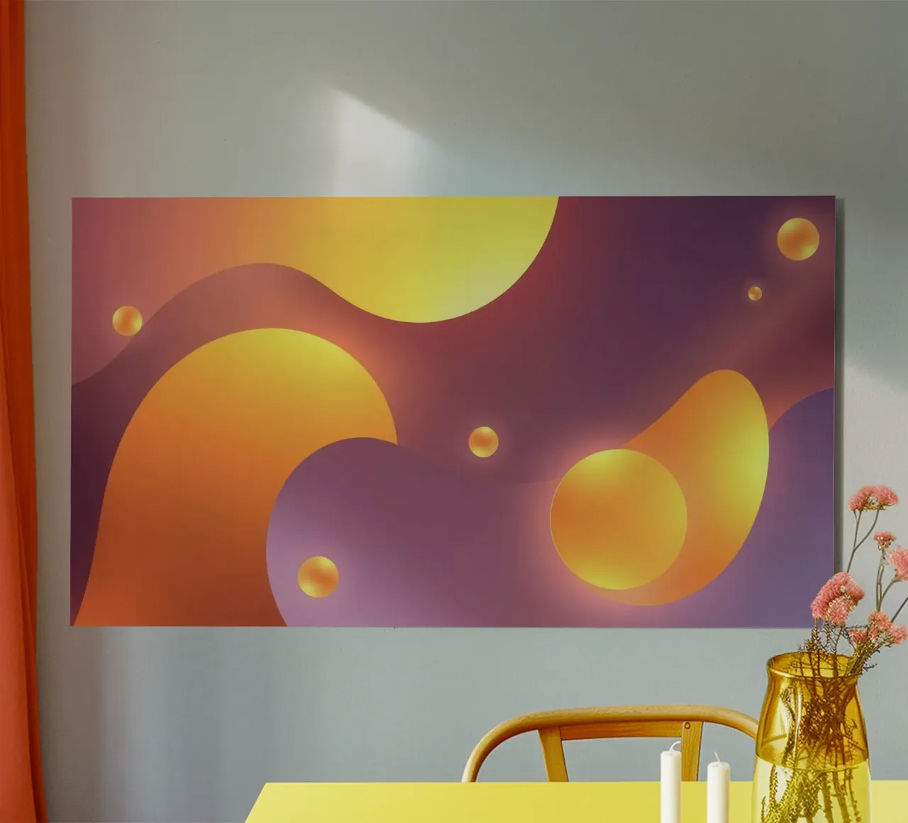 Design astratto e colorato, con forme morbide e luminose. alluminio dibond da DesignDoodle