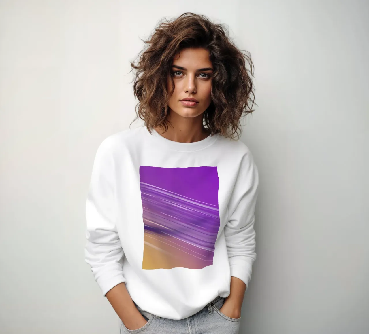 composizione di linee morbide e fluide in viola e giallo felpa da DesignDoodle