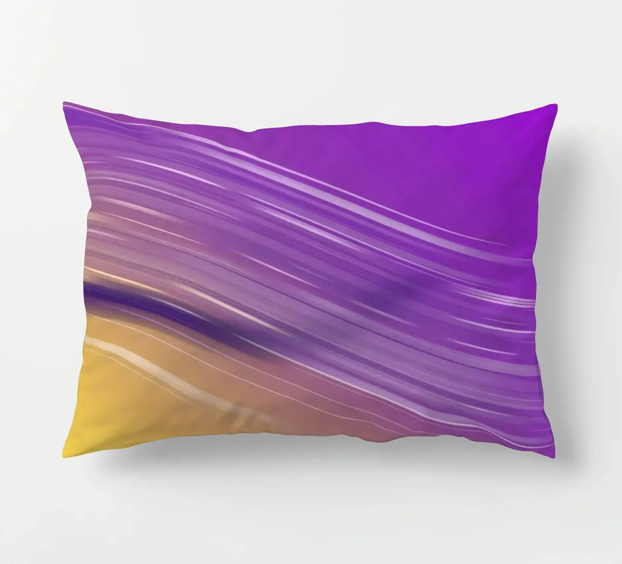 composizione di linee morbide e fluide in viola e giallo cuscino da DesignDoodle