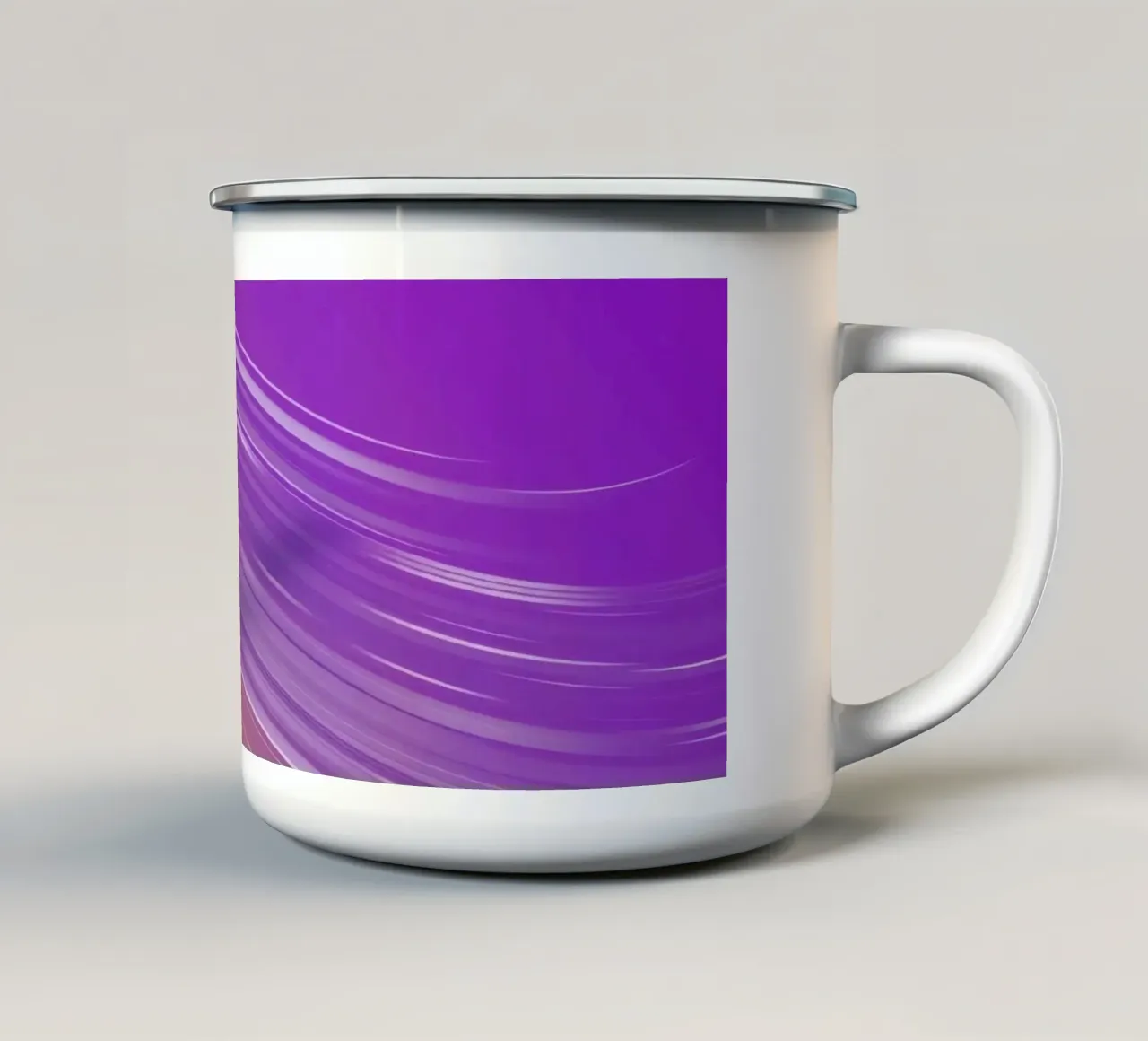 composizione di linee morbide e fluide in viola e giallo tazza in smalto da DesignDoodle
