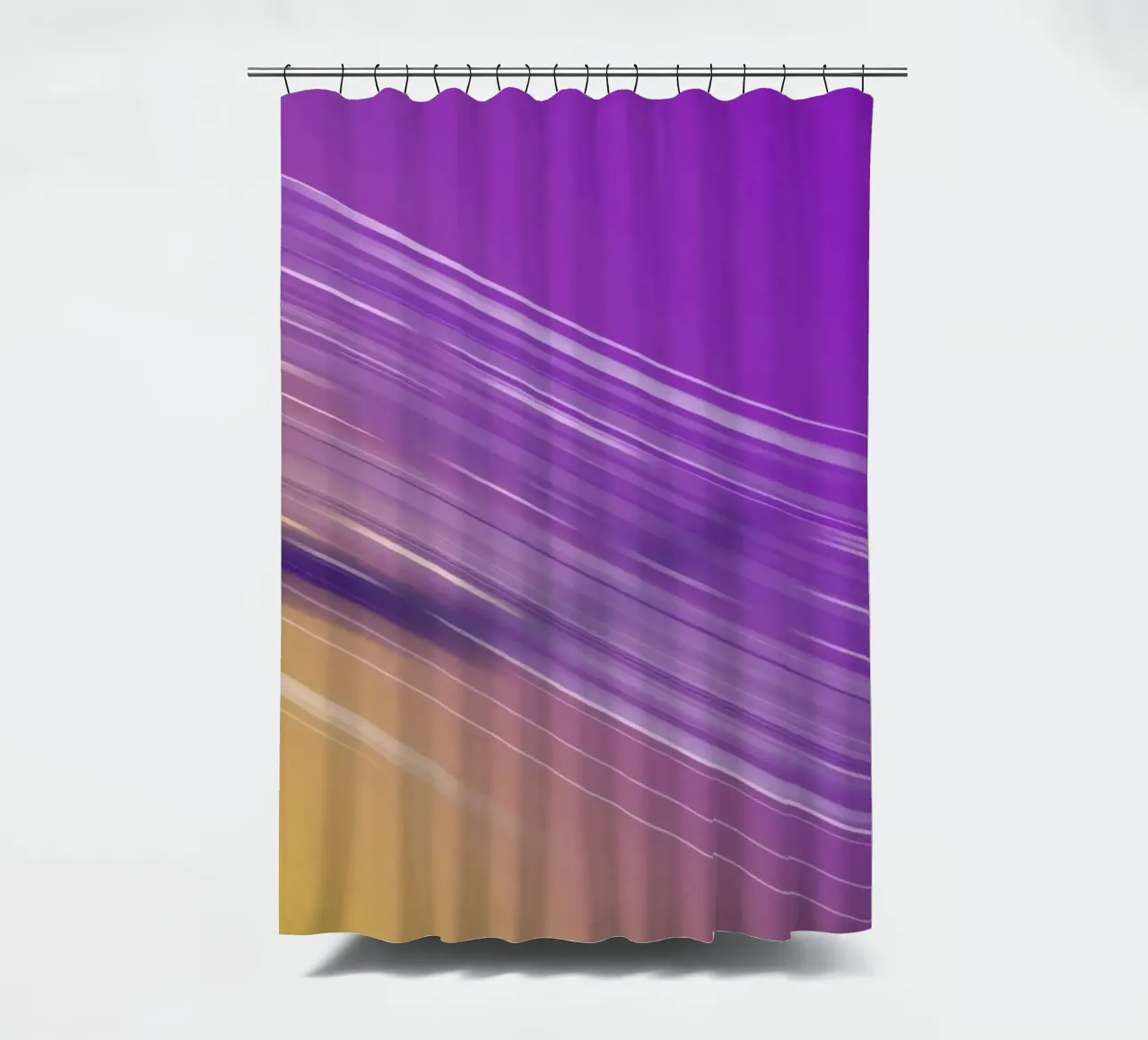 composizione di linee morbide e fluide in viola e giallo tenda da doccia da DesignDoodle