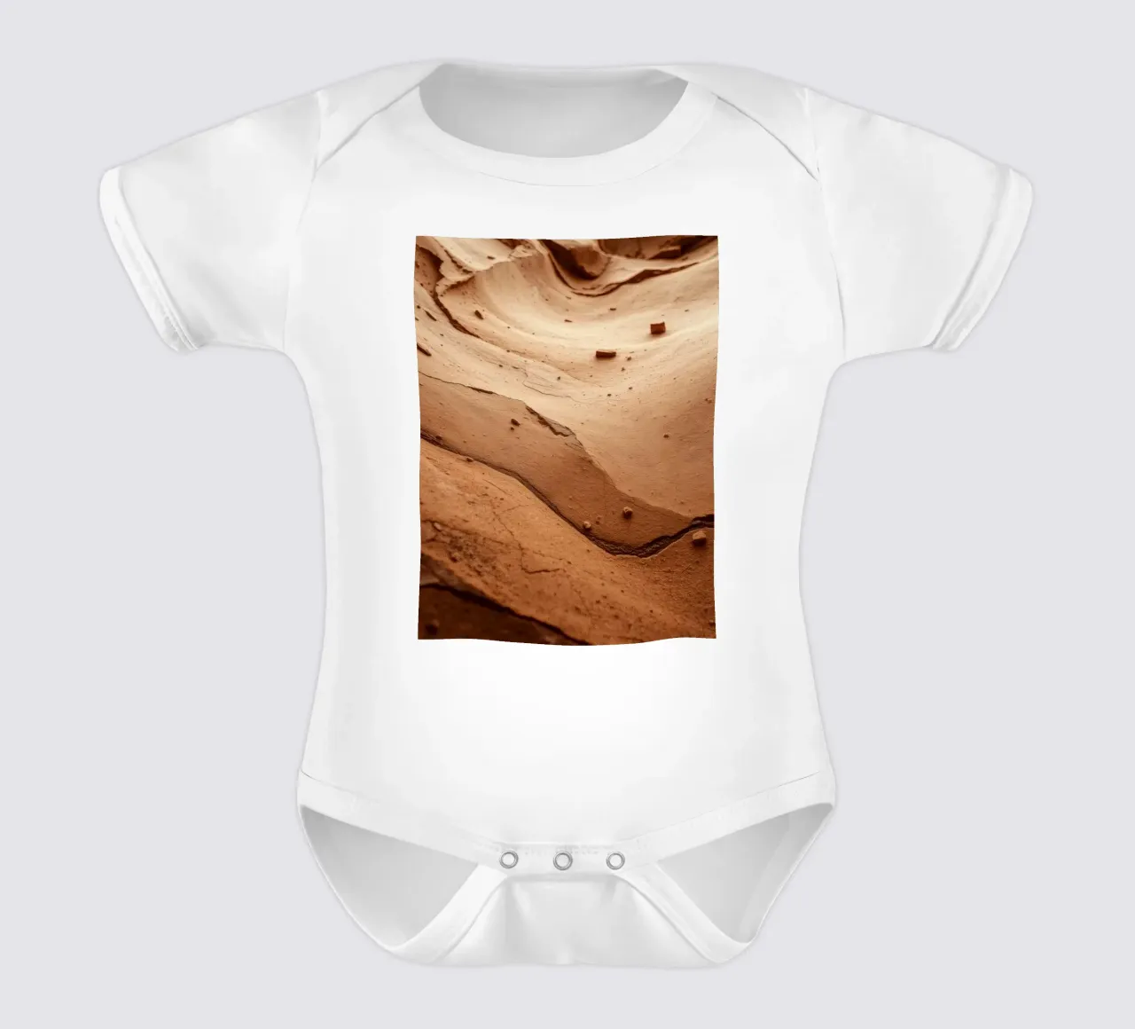 Exploration of canyon texture revealing layers of earth short-sleeve baby romper by DesignDoodle