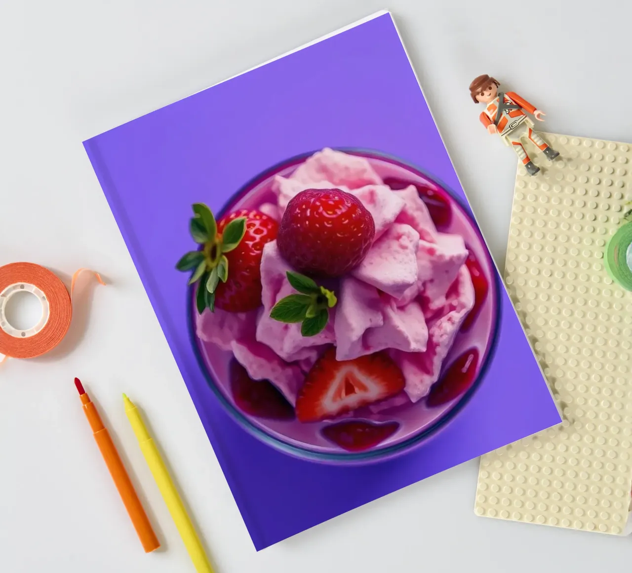 Colorful dessert treat with strawberries and raspberries notebook by DesignDoodle
