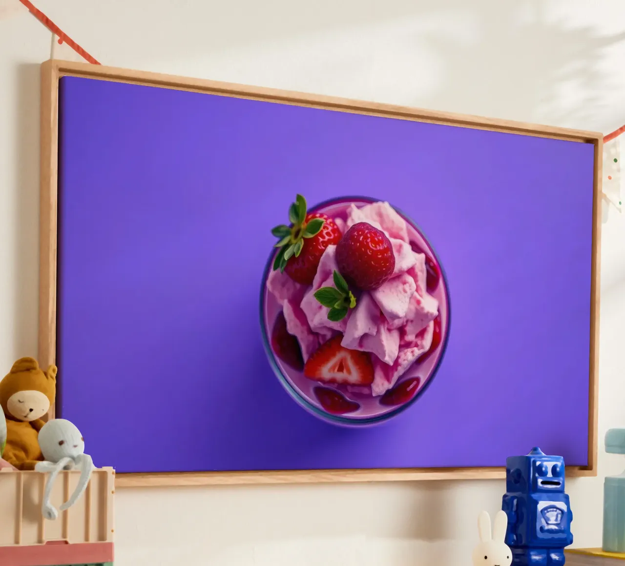Dessert colorato con fragole e lamponi tela con Cornice a cassetta da DesignDoodle