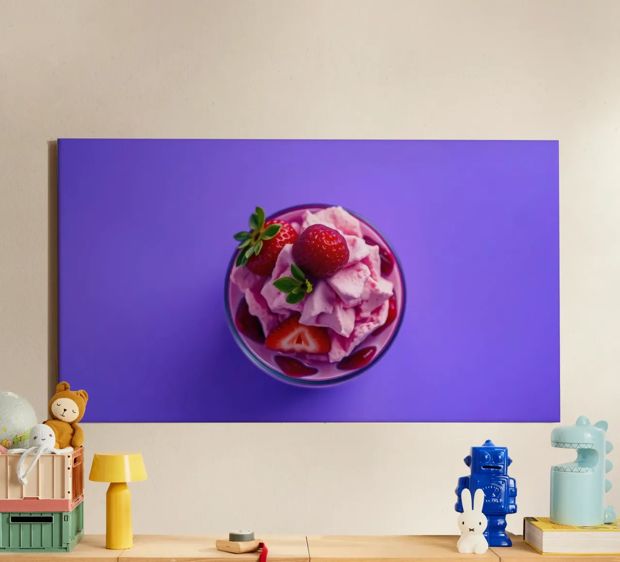 Dessert colorato con fragole e lamponi tela con Cornice a cassetta da DesignDoodle