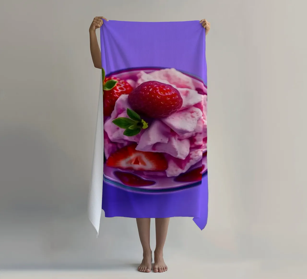 Dessert colorato con fragole e lamponi telo mare da DesignDoodle