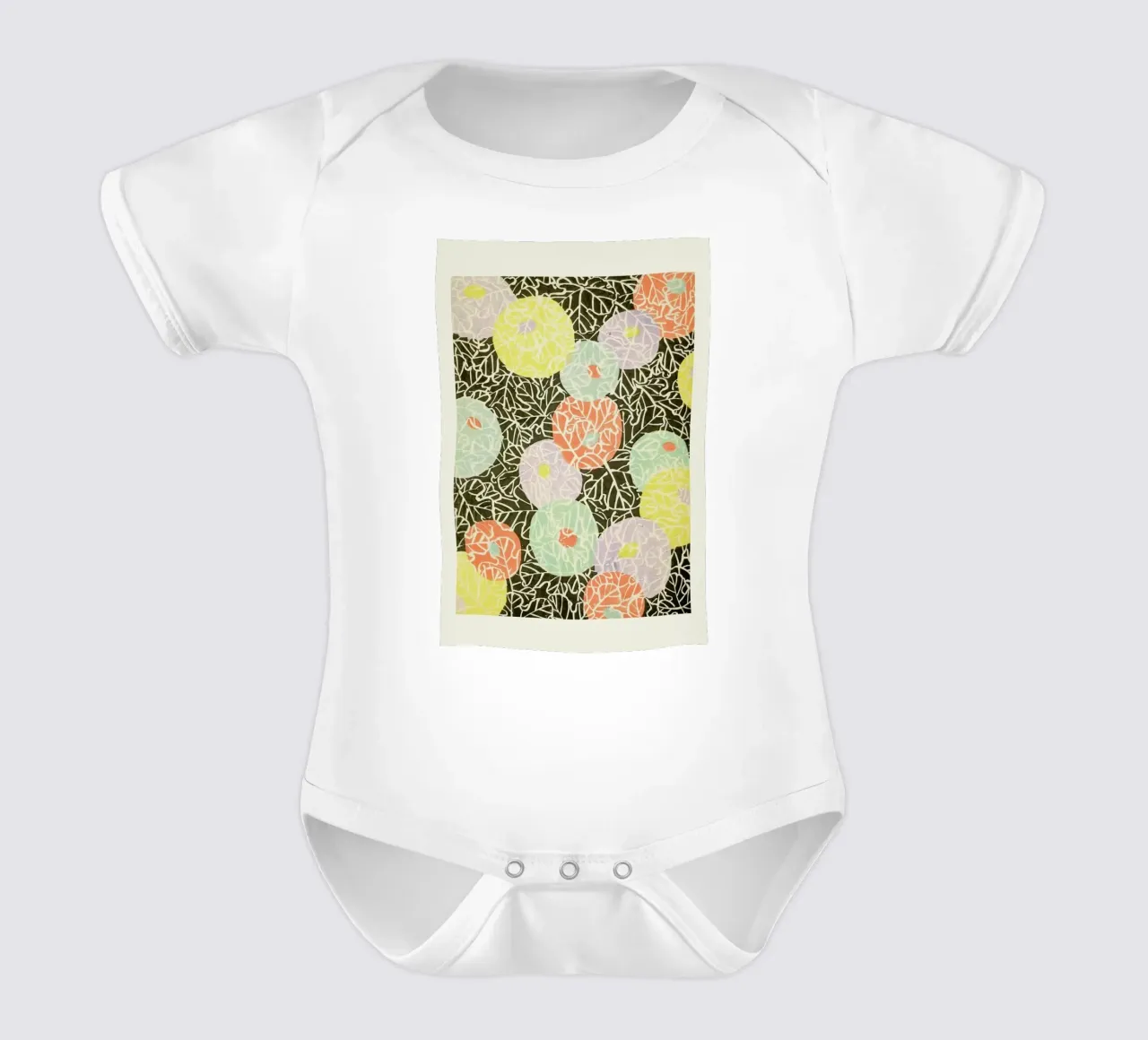 Shin-Bijutsukai - Floral Relief body neonato maniche corte da Vintage by JUNIQE