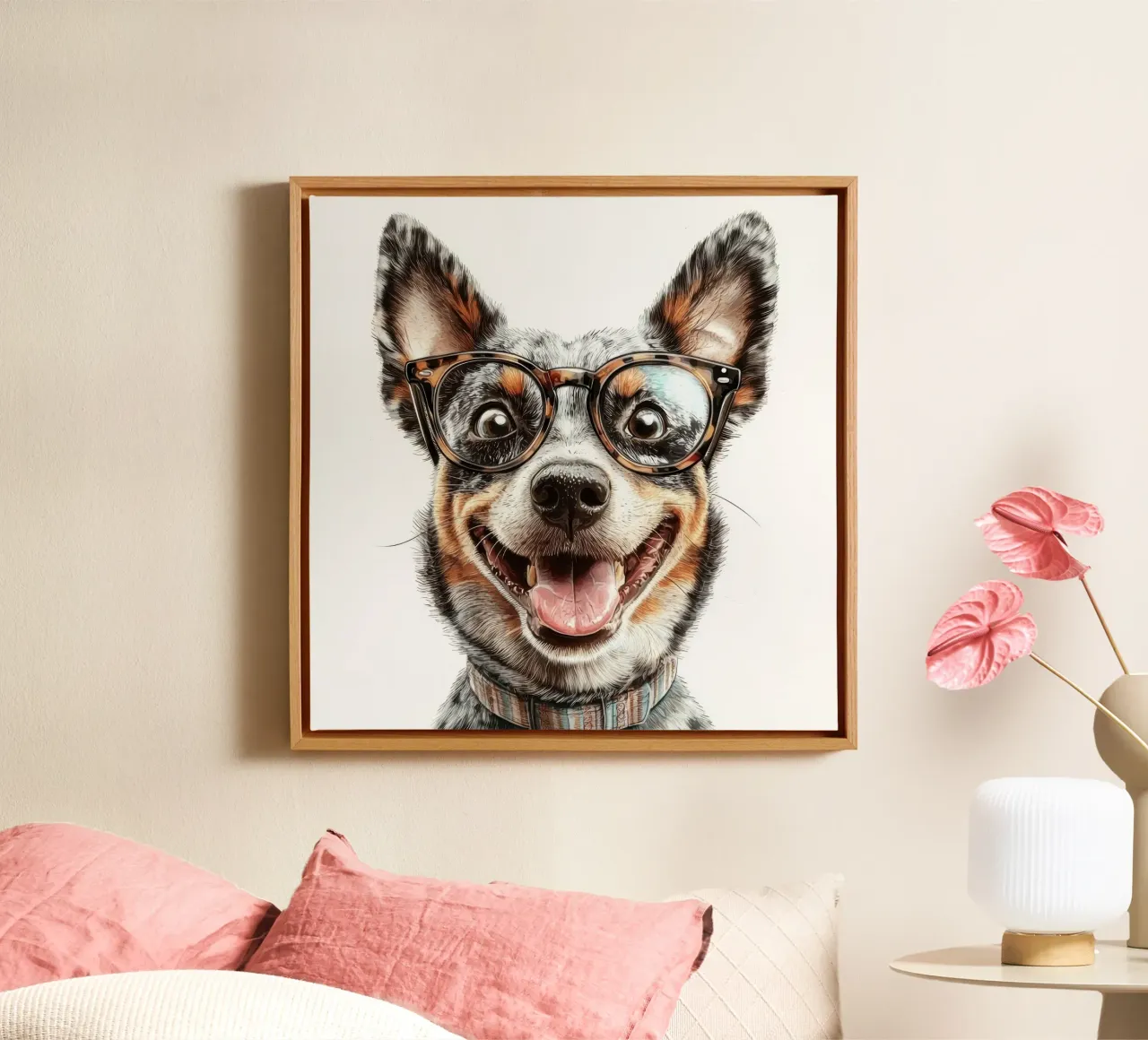 Grappig Australisch vee in een bril canvas met Baklijst van Funny Animals