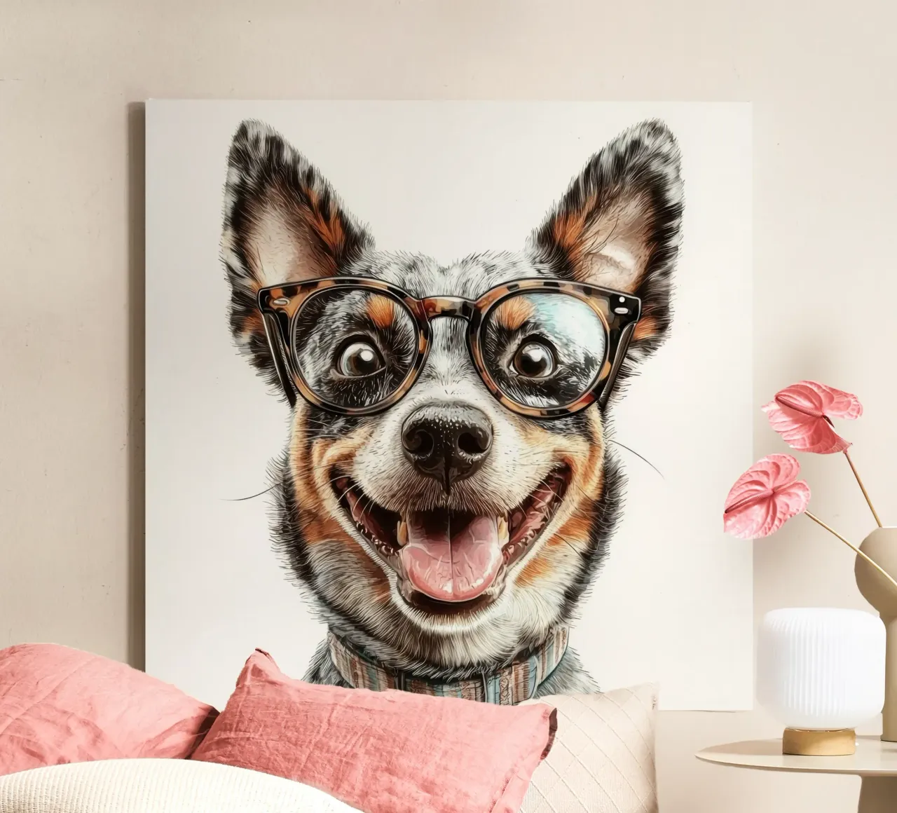 Grappig Australisch vee in een bril canvas met Baklijst van Funny Animals