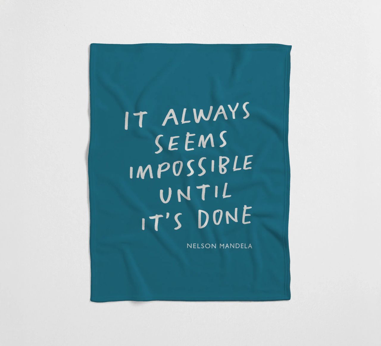 It Always Seems Impossible Until Its's Done Typography Print fleece blanket by THE MOTIVATED TYPE
