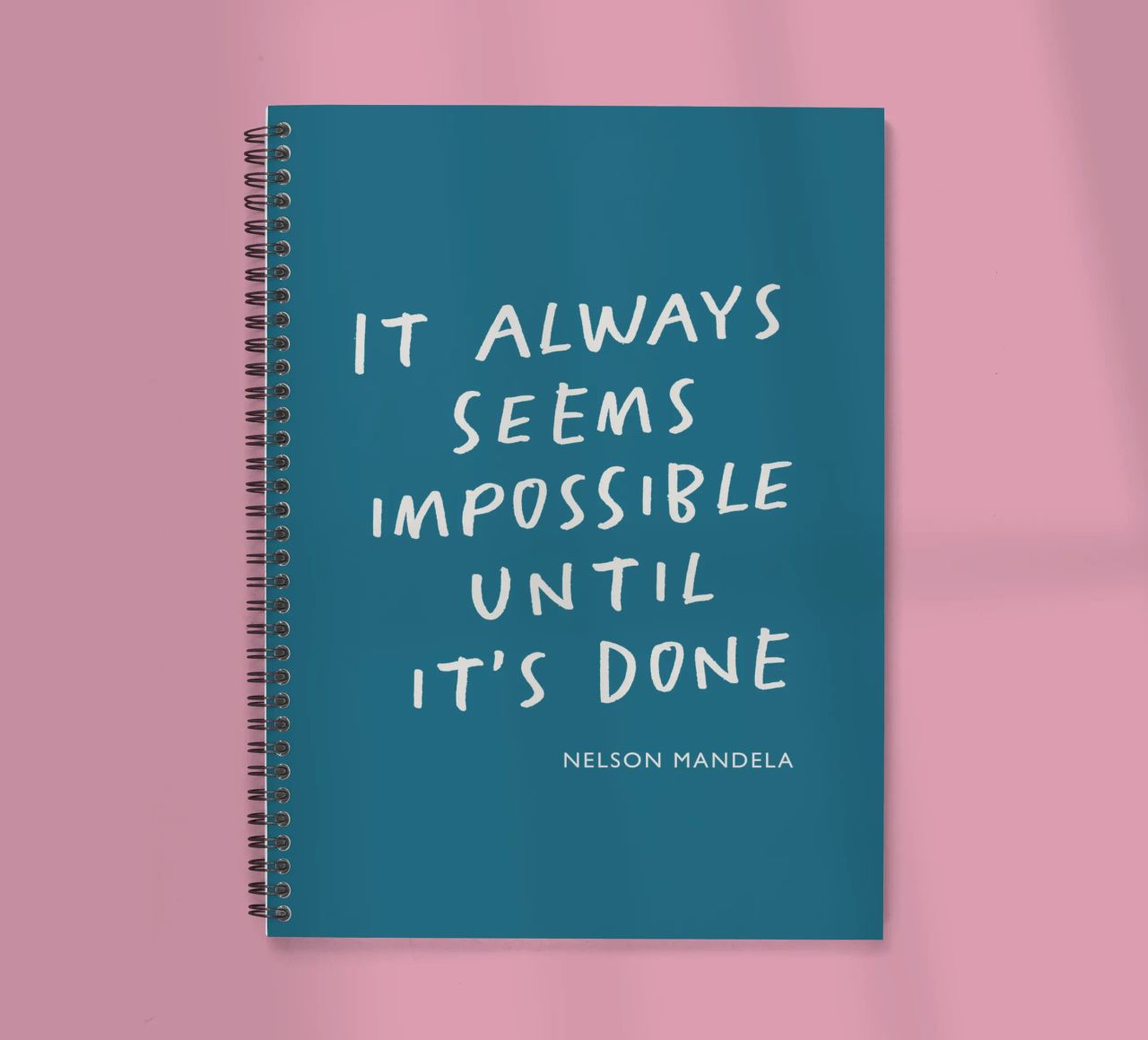 It Always Seems Impossible Until Its's Done Typography Print spiral notebook by THE MOTIVATED TYPE