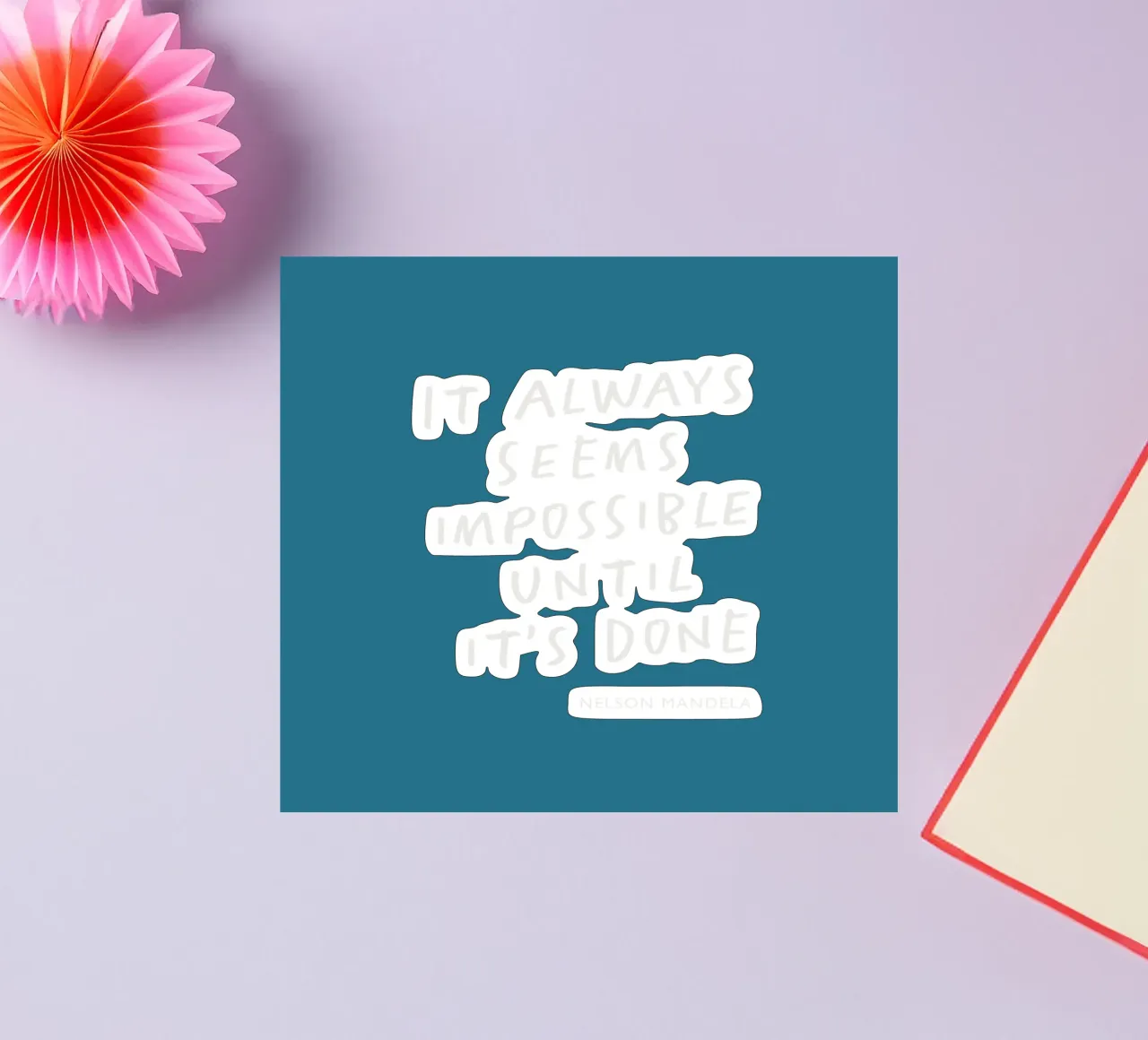 It Always Seems Impossible Until Its's Done Typography Print sticker by THE MOTIVATED TYPE