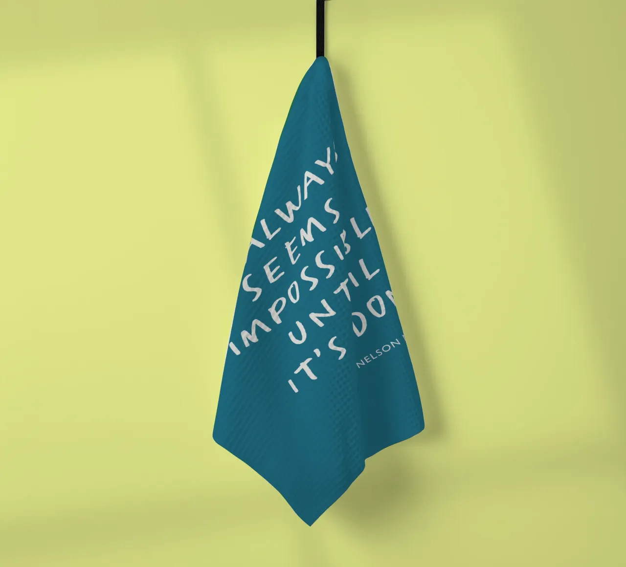 It Always Seems Impossible Until Its's Done Typography Print tea towel by THE MOTIVATED TYPE