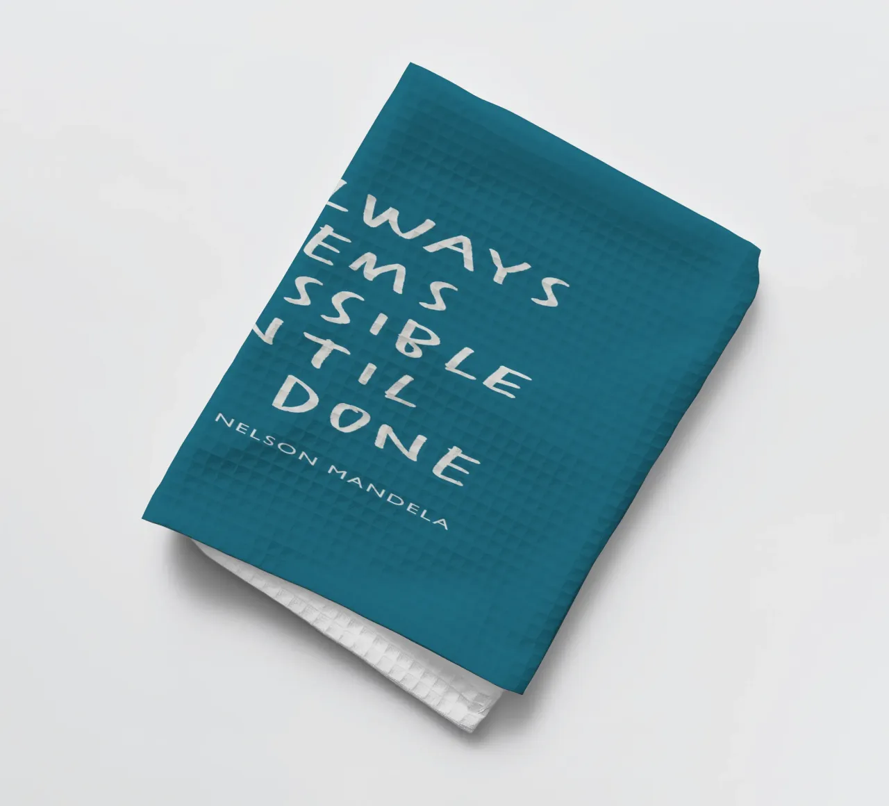It Always Seems Impossible Until Its's Done Typography Print tea towel by THE MOTIVATED TYPE