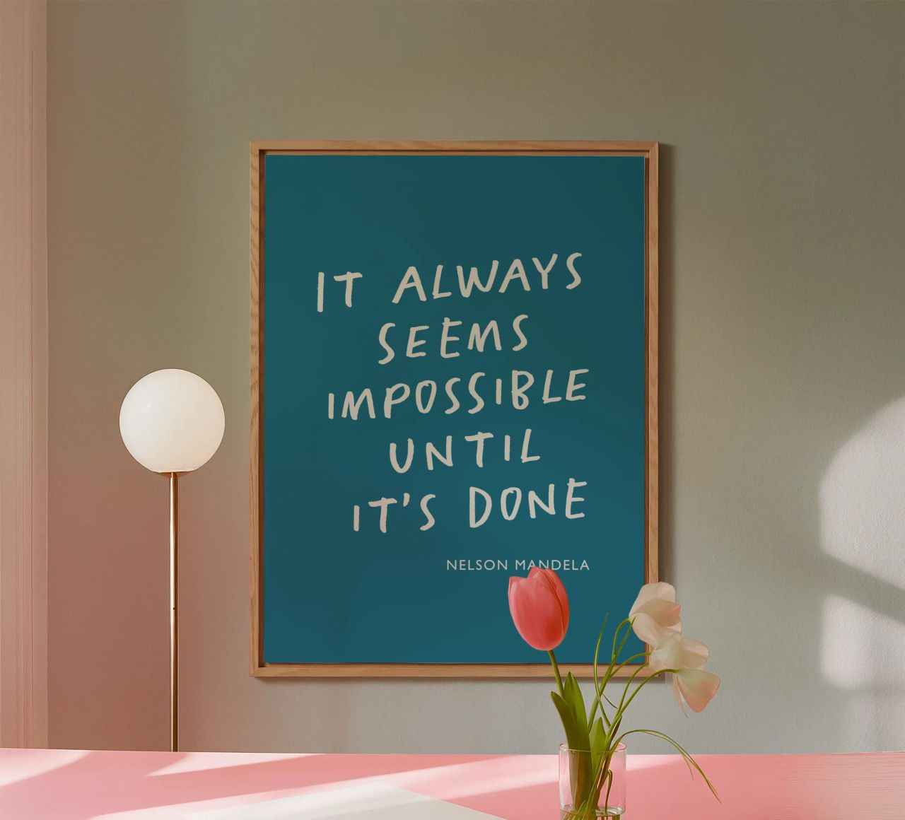 It Always Seems Impossible Until Its's Done Typography Print alu-dibond by THE MOTIVATED TYPE