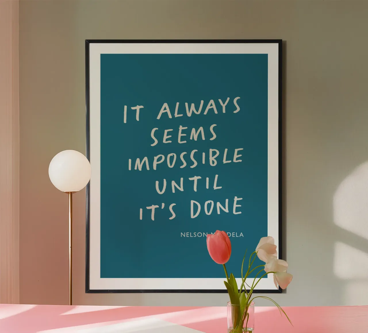 Es scheint immer unmöglich zu sein, bis es geschafft ist Typografie Druck Poster von THE MOTIVATED TYPE
