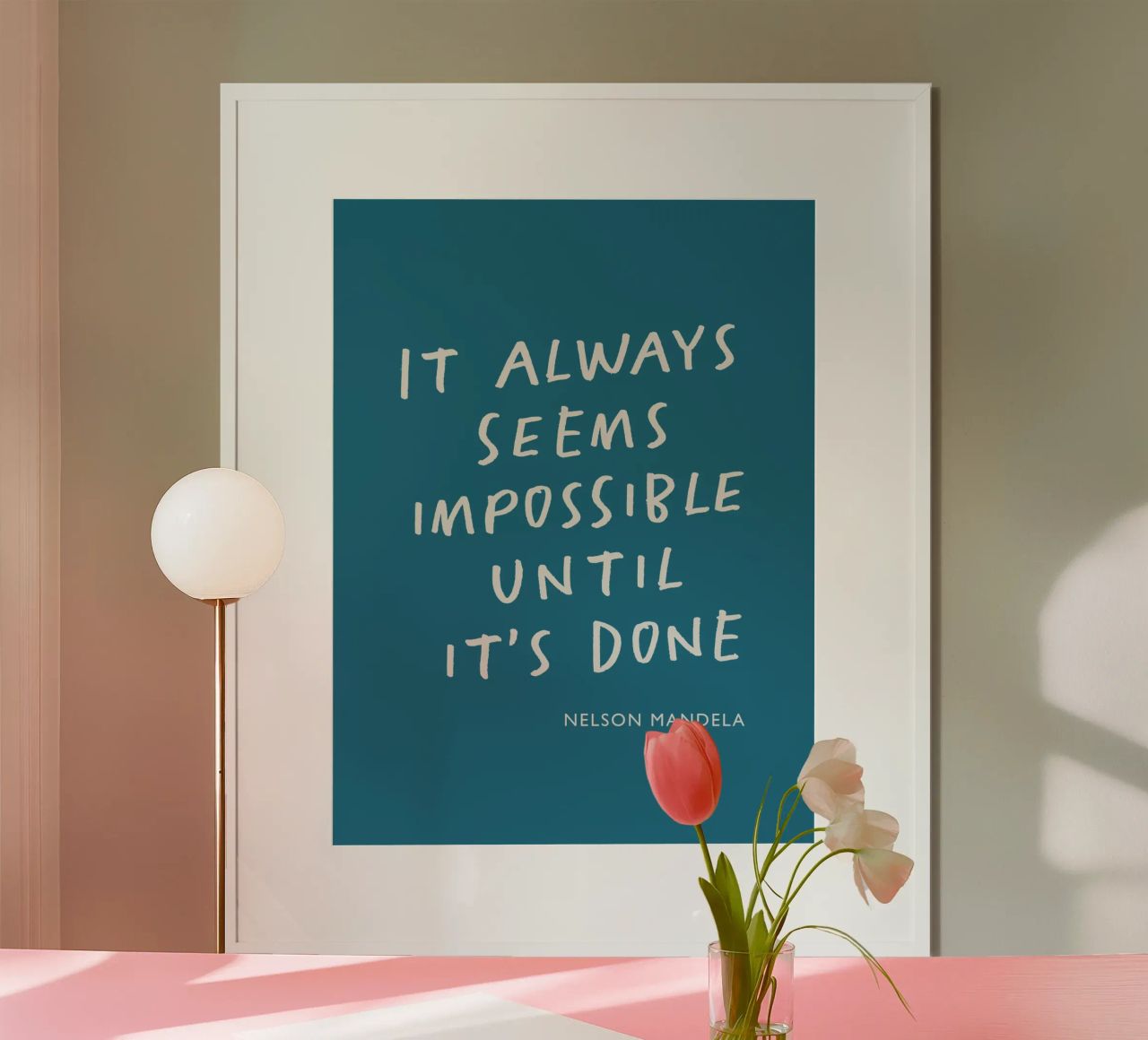 Het lijkt altijd onmogelijk tot het gedaan is Typografie Print hahnemühle van THE MOTIVATED TYPE