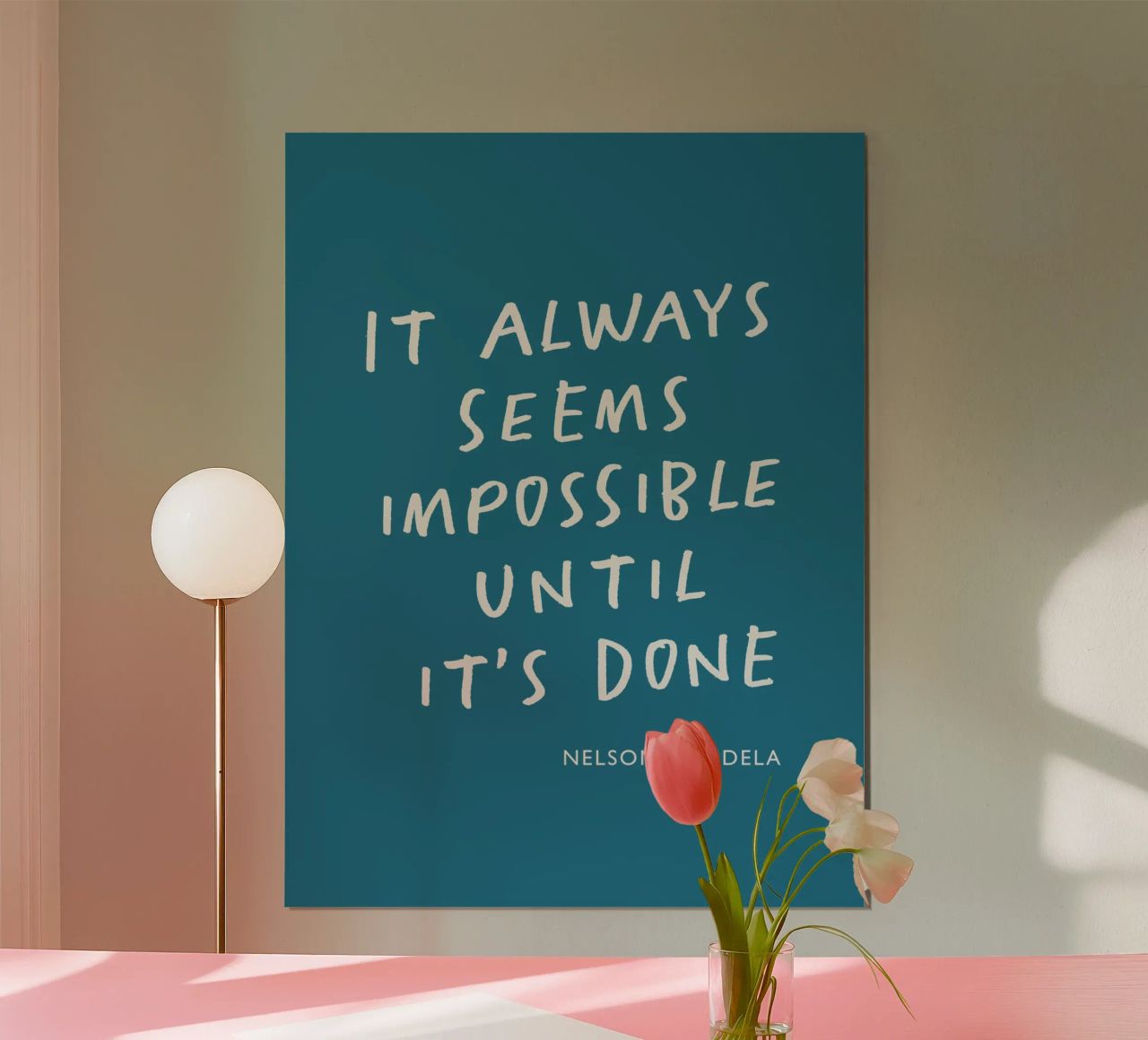 Het lijkt altijd onmogelijk tot het gedaan is Typografie Print hahnemühle van THE MOTIVATED TYPE