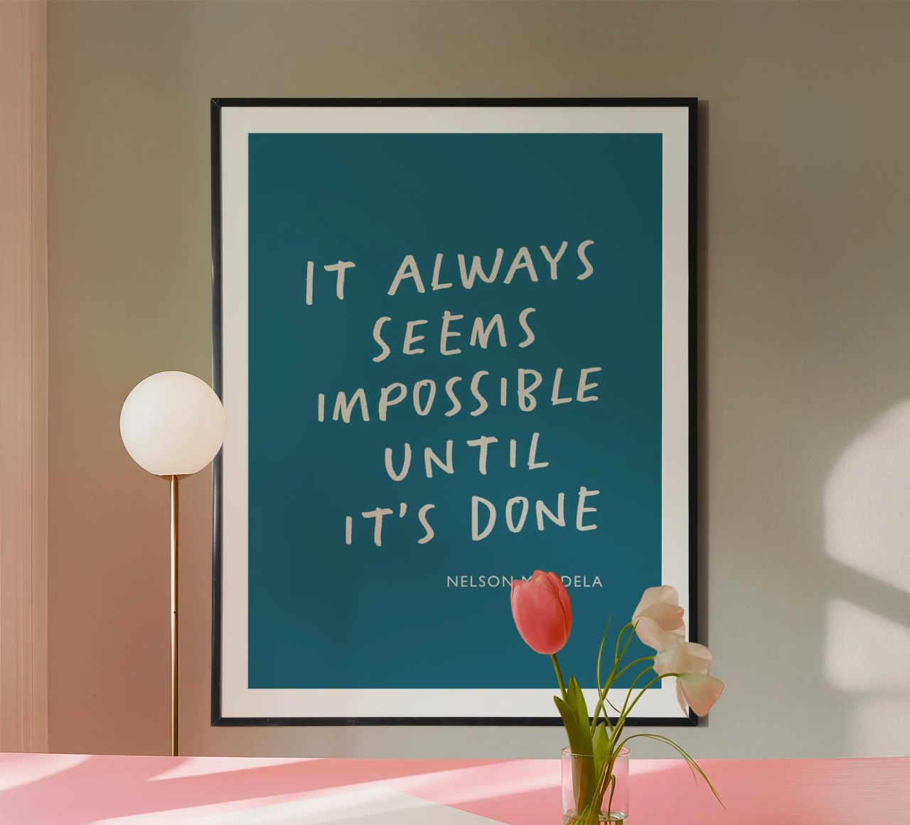 Het lijkt altijd onmogelijk tot het gedaan is Typografie Print hahnemühle van THE MOTIVATED TYPE