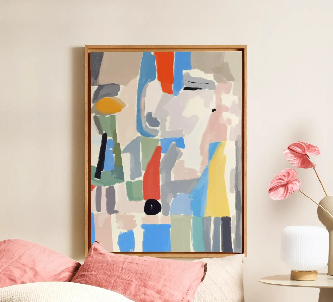 Pezzi di colore astratti tela con Cornice a cassetta da Little Dean