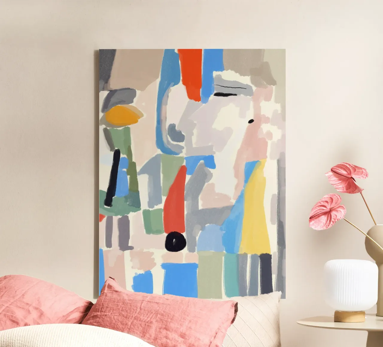 Pezzi di colore astratti tela con Cornice a cassetta da Little Dean