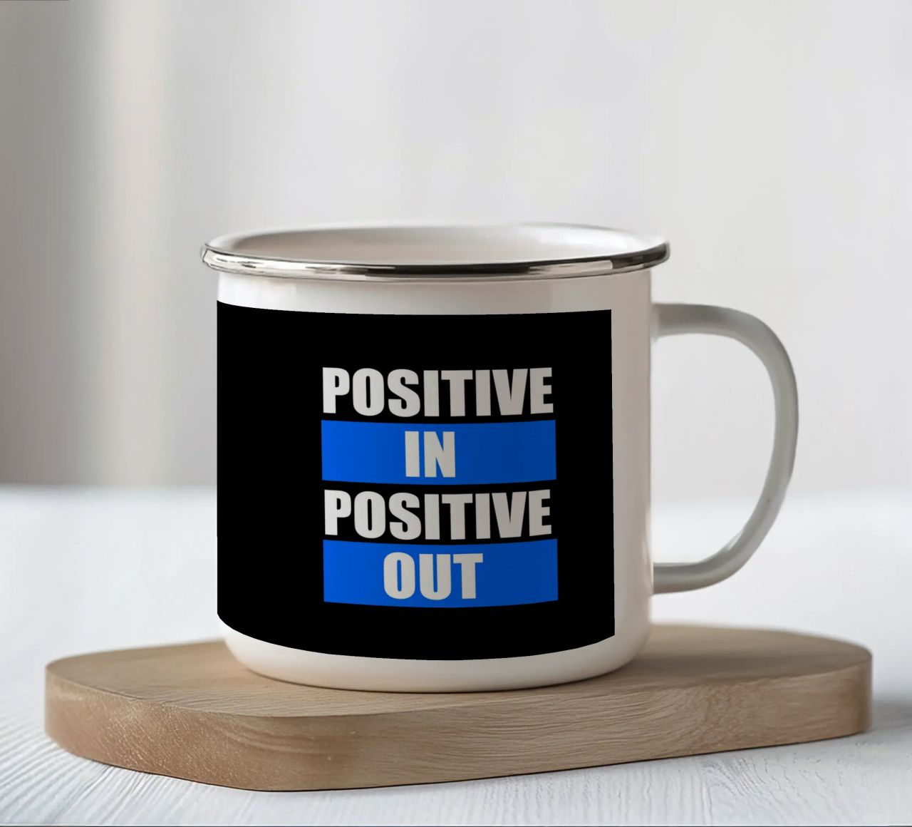 Positive in Positive out tazza in smalto da positivepipo