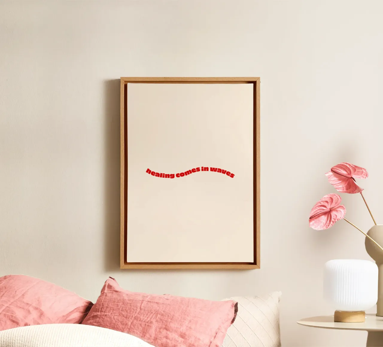 healing comes in waves canvas met Baklijst van be.