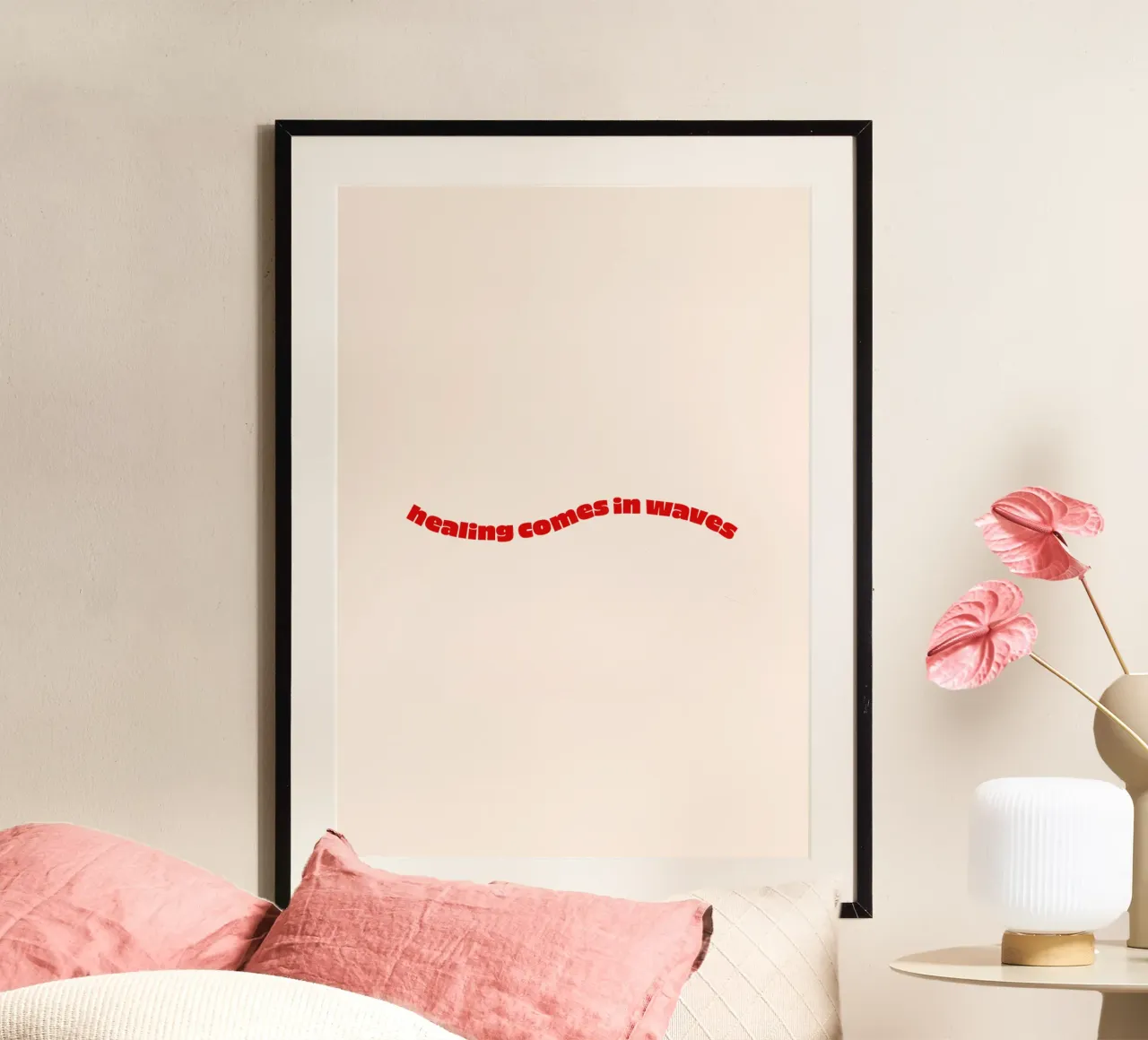 healing comes in waves poster con telaio in plastica da be.