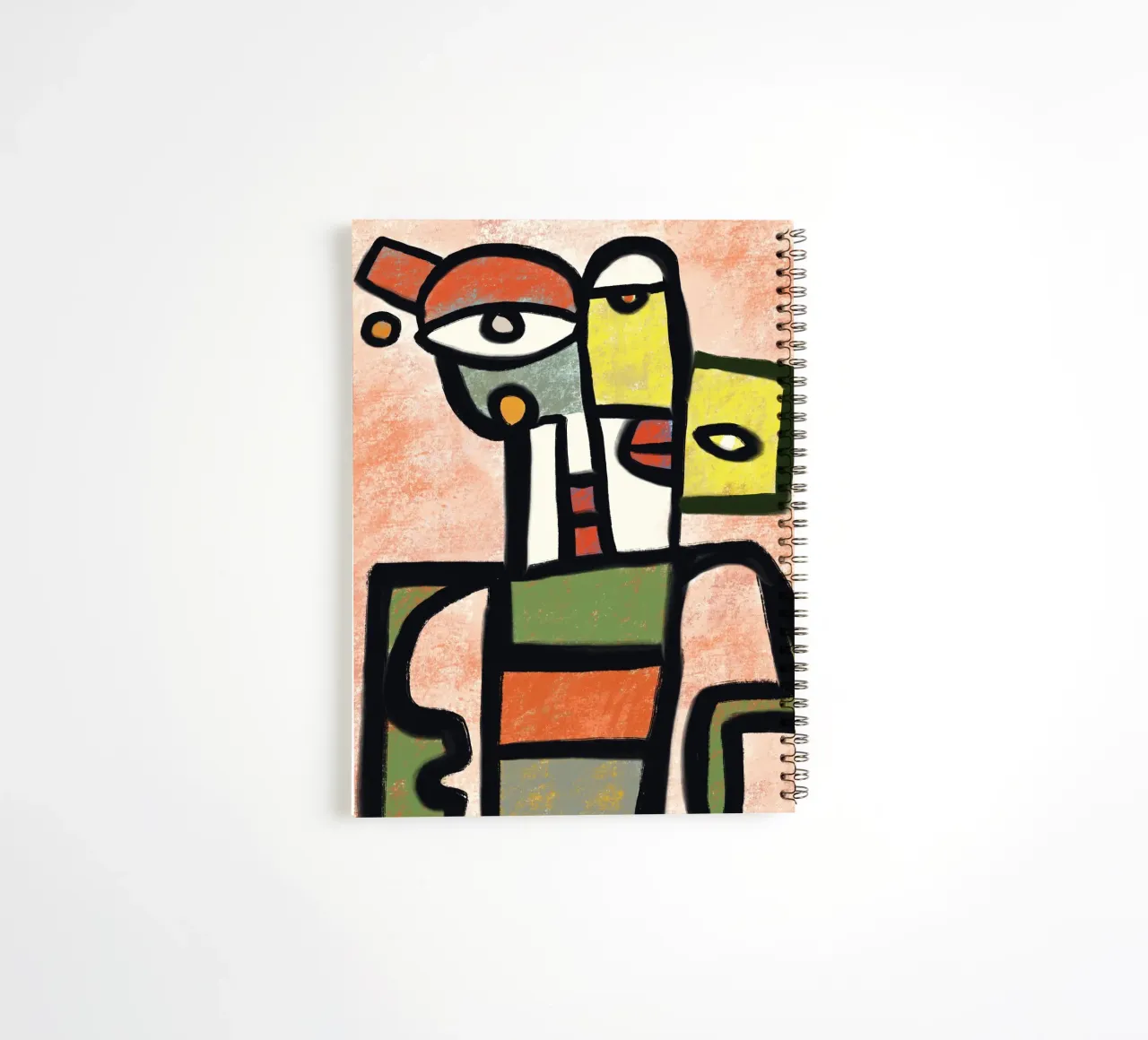 Funky robot portrait spiral notebook by Little Dean