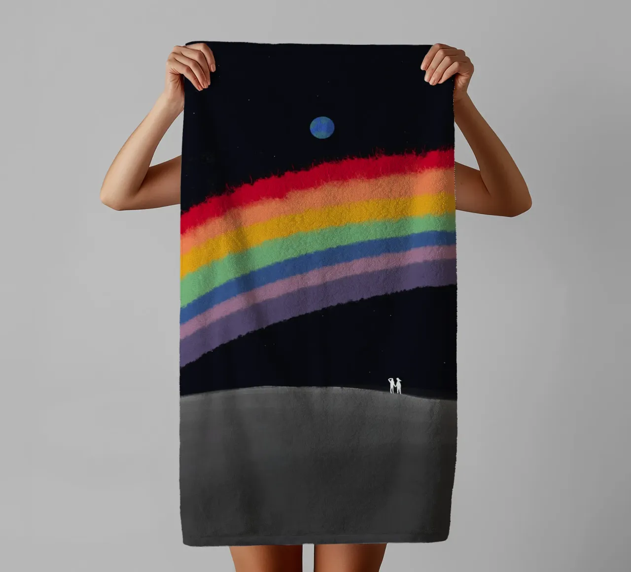 L'arcobaleno sulla galassia asciugamano da bagno da Little Dean